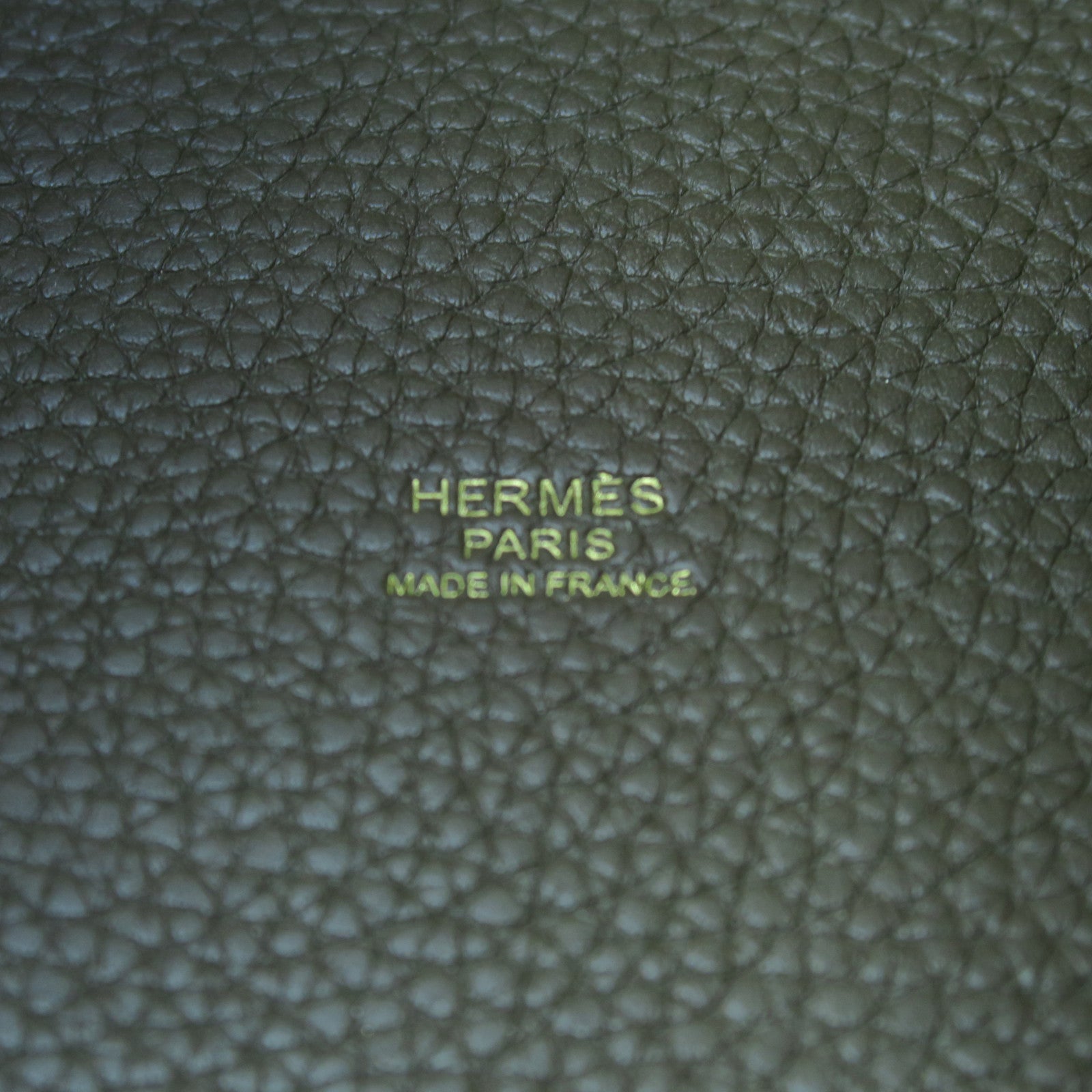 HERMES Clemence Leather Picotin MM Gold Buckle Handle Bag Elephant Gray