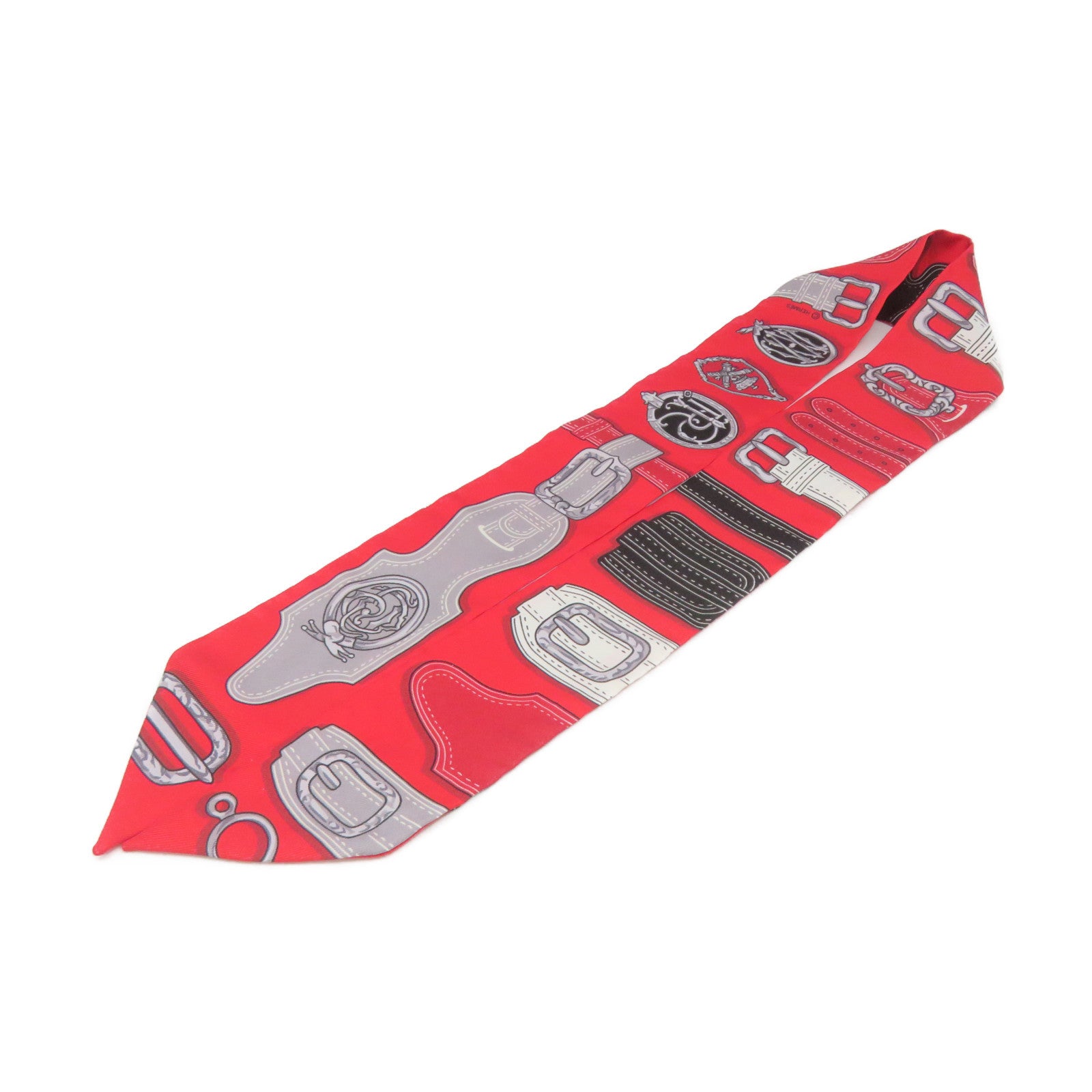 HERMES [Sharp Discount] Silk Twilly Scarf Red