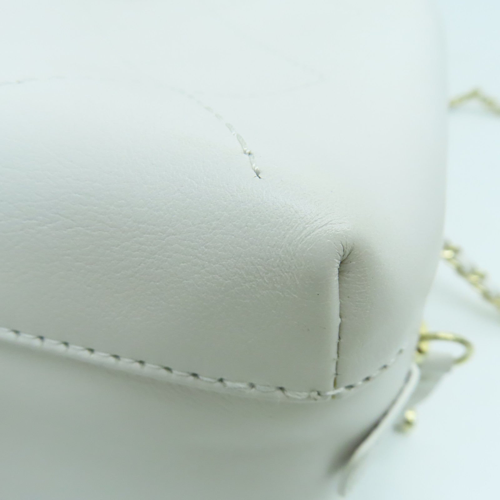 CHANEL 牛皮皮革2 Way Chain Shoulder金色手挽鏈帶肩背兩用袋白色