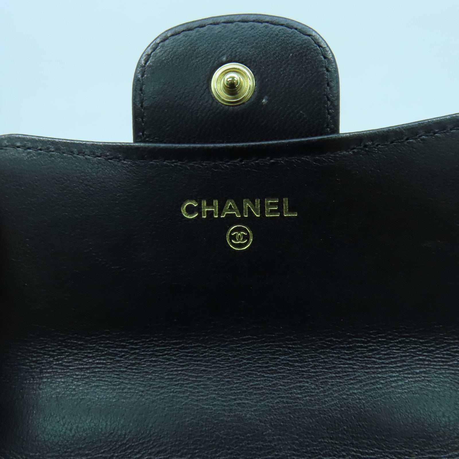 CHANEL 菱格羊皮皮革Chain Shoulder金扣鏈帶肩背袋黑色
