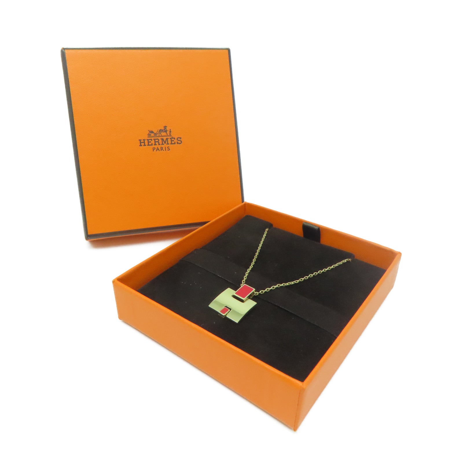HERMES 金屬Eileen Necklace項鍊紅色/金色