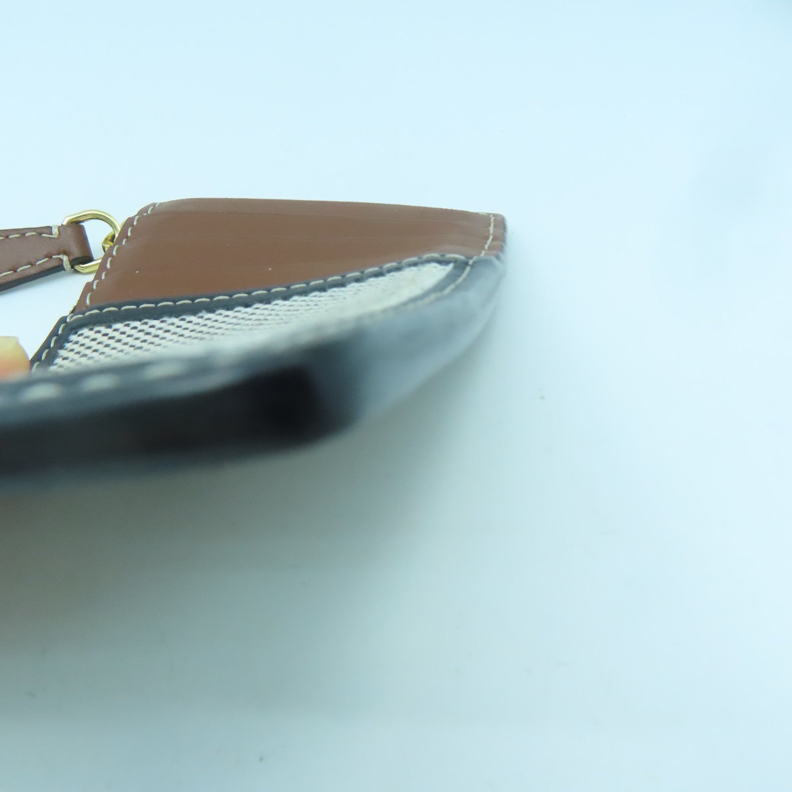 BURBERRY 牛皮皮革/帆布Card Holder金扣卡片套黑色/啡色