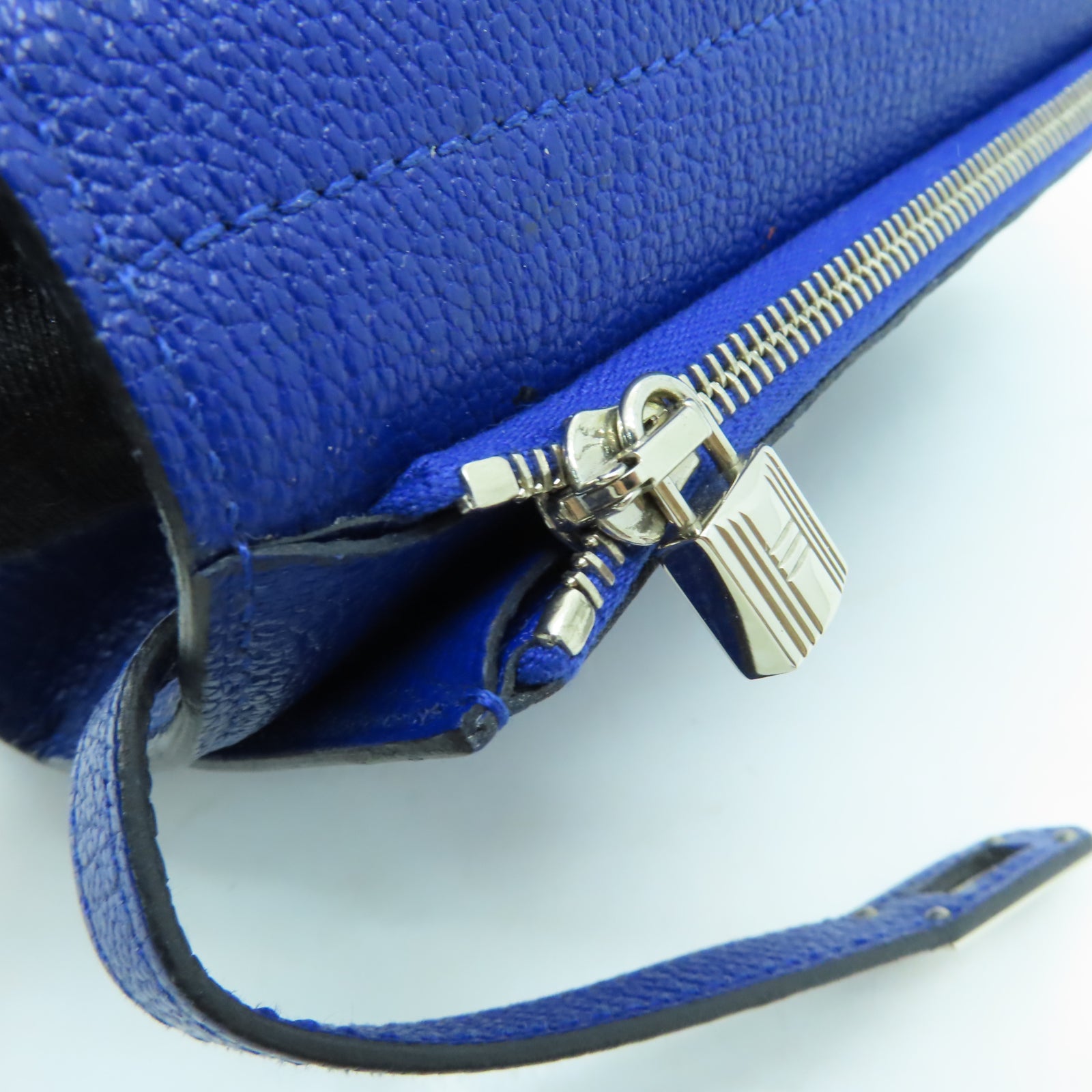 HERMES 【激減優惠】Chevre皮革Kelly Wallet銀扣錢包藍色