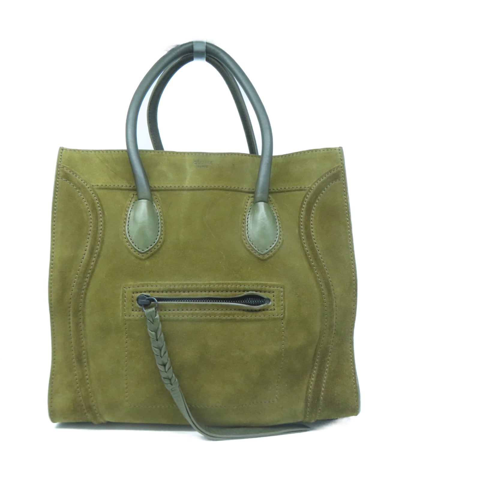 CELINE 牛皮皮革Luggage黑扣手挽袋啡色