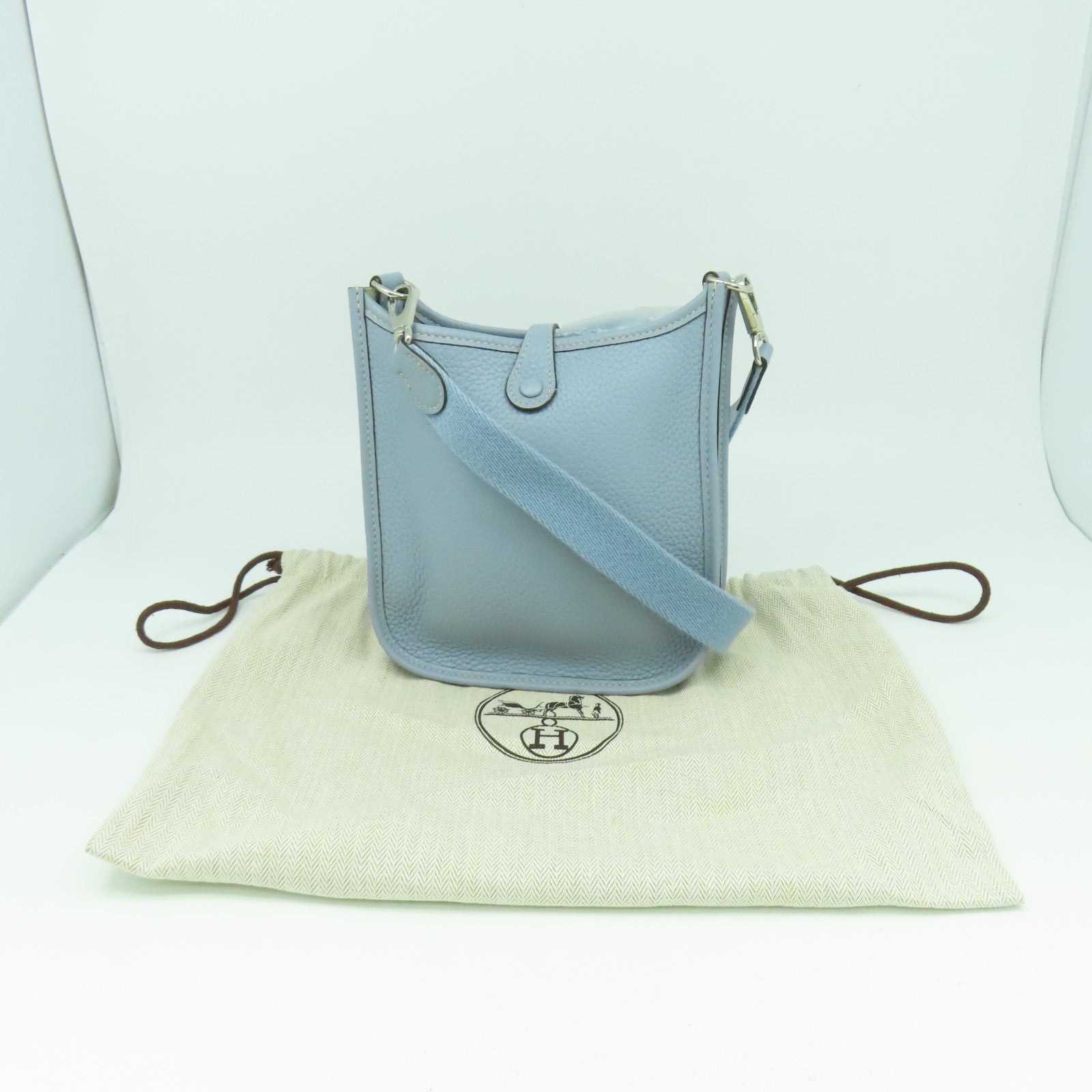 HERMES Clemence皮革Evelyn TPM銀扣肩背袋藍色