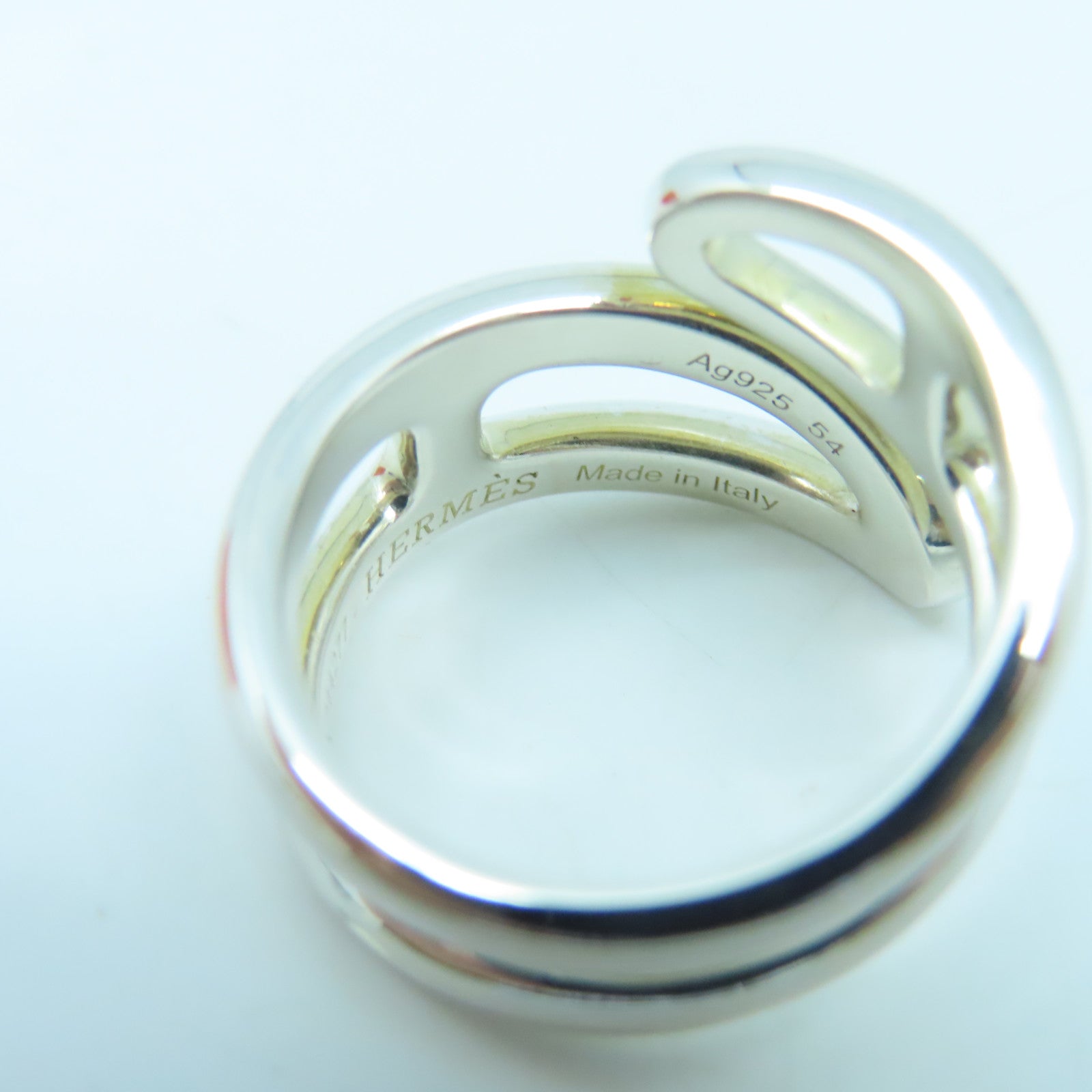 HERMES 925 Sterling Silver Chaine D'ancre Twist Ring Ring US#6.75