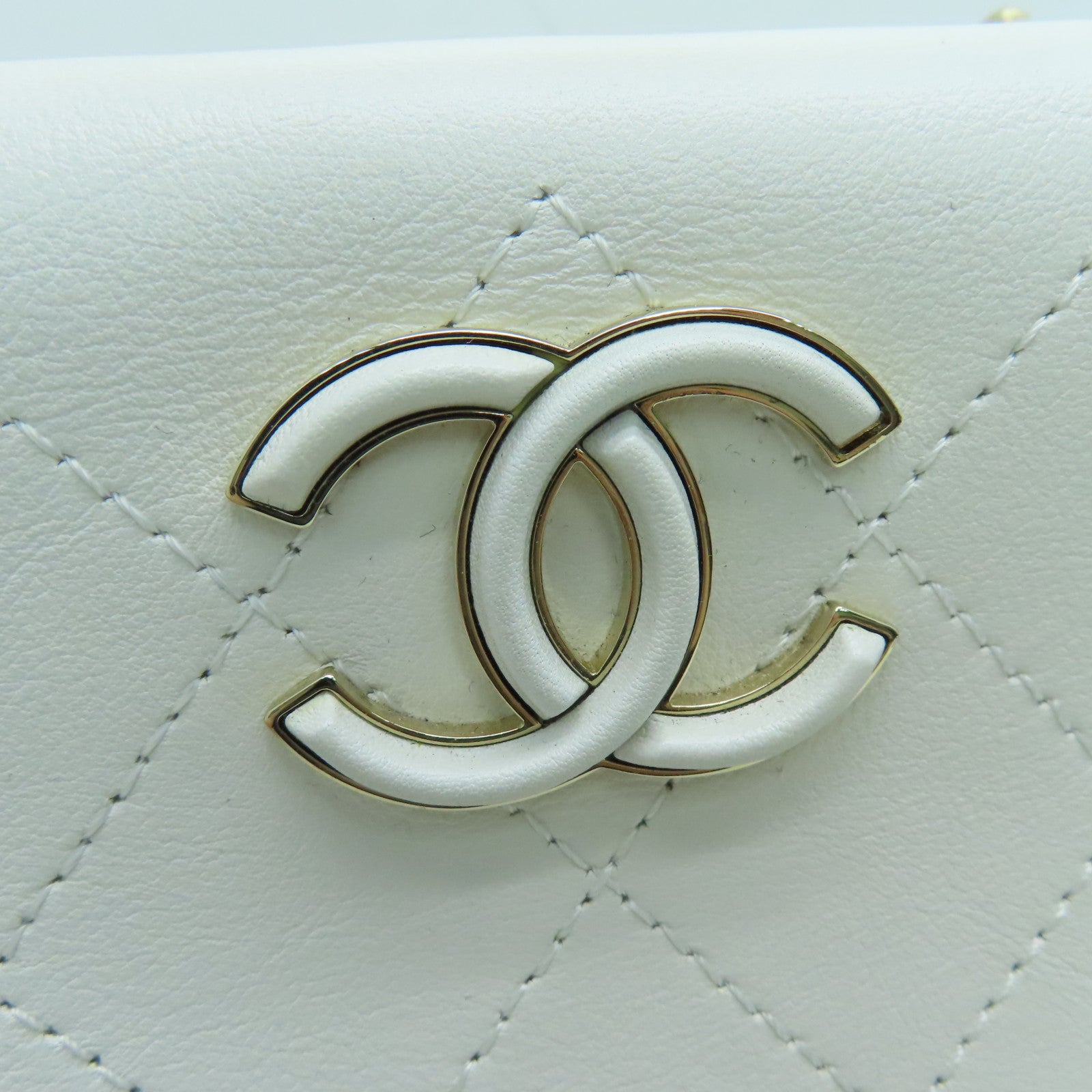 CHANEL 牛皮皮革2 Way Chain Shoulder金色手挽鏈帶肩背兩用袋白色