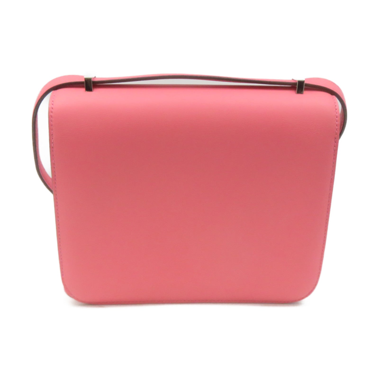 HERMES Swift皮革Constance Mini Shoulder Bag银扣肩背袋Rose Azalee粉红色
