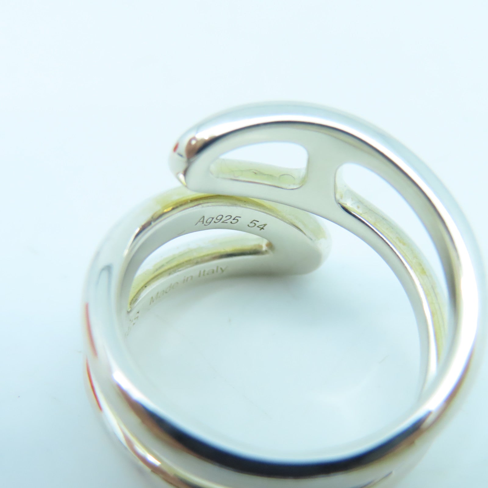 HERMES 925 Sterling Silver Chaine D'ancre Twist Ring Ring US#6.75