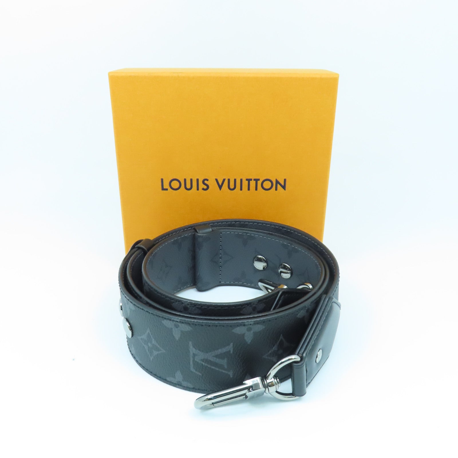 LOUIS VUITTON Monogram Eclipse Shoulder Strap肩背帶黑色