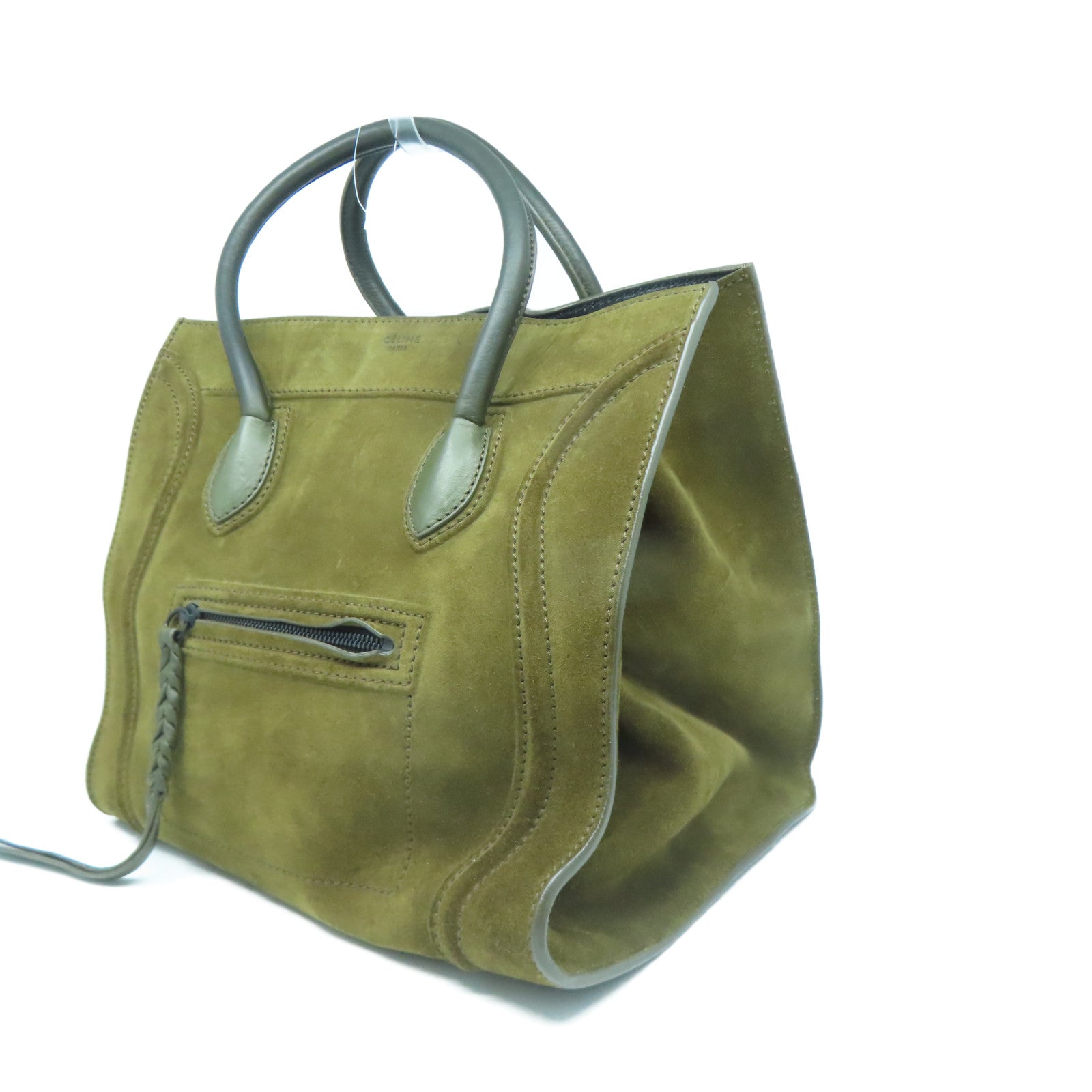 CELINE 牛皮皮革Luggage黑扣手挽袋啡色
