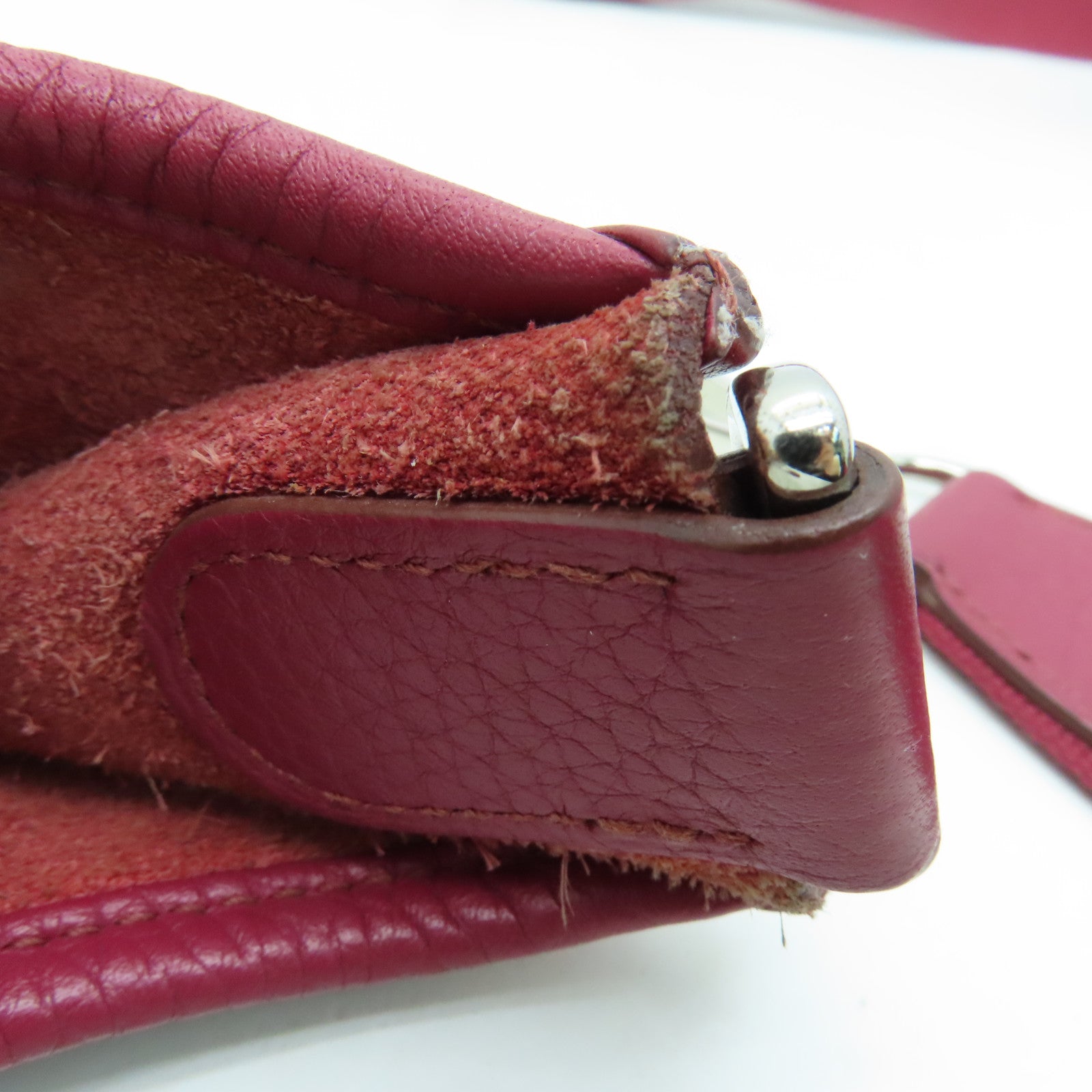 HERMES Clemence皮革Evelyne PM银扣肩背袋红色