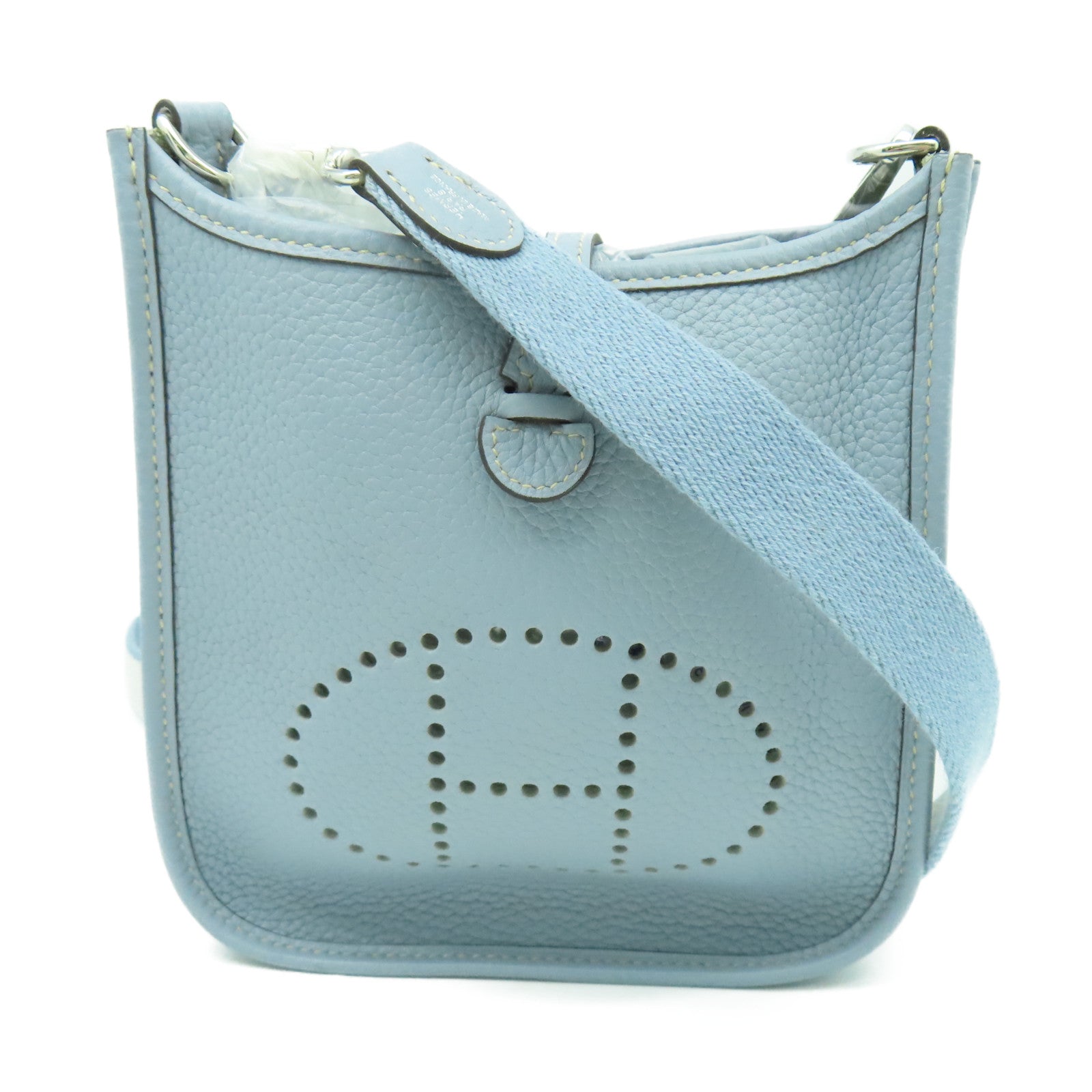 HERMES Clemence皮革Evelyn TPM銀扣肩背袋藍色