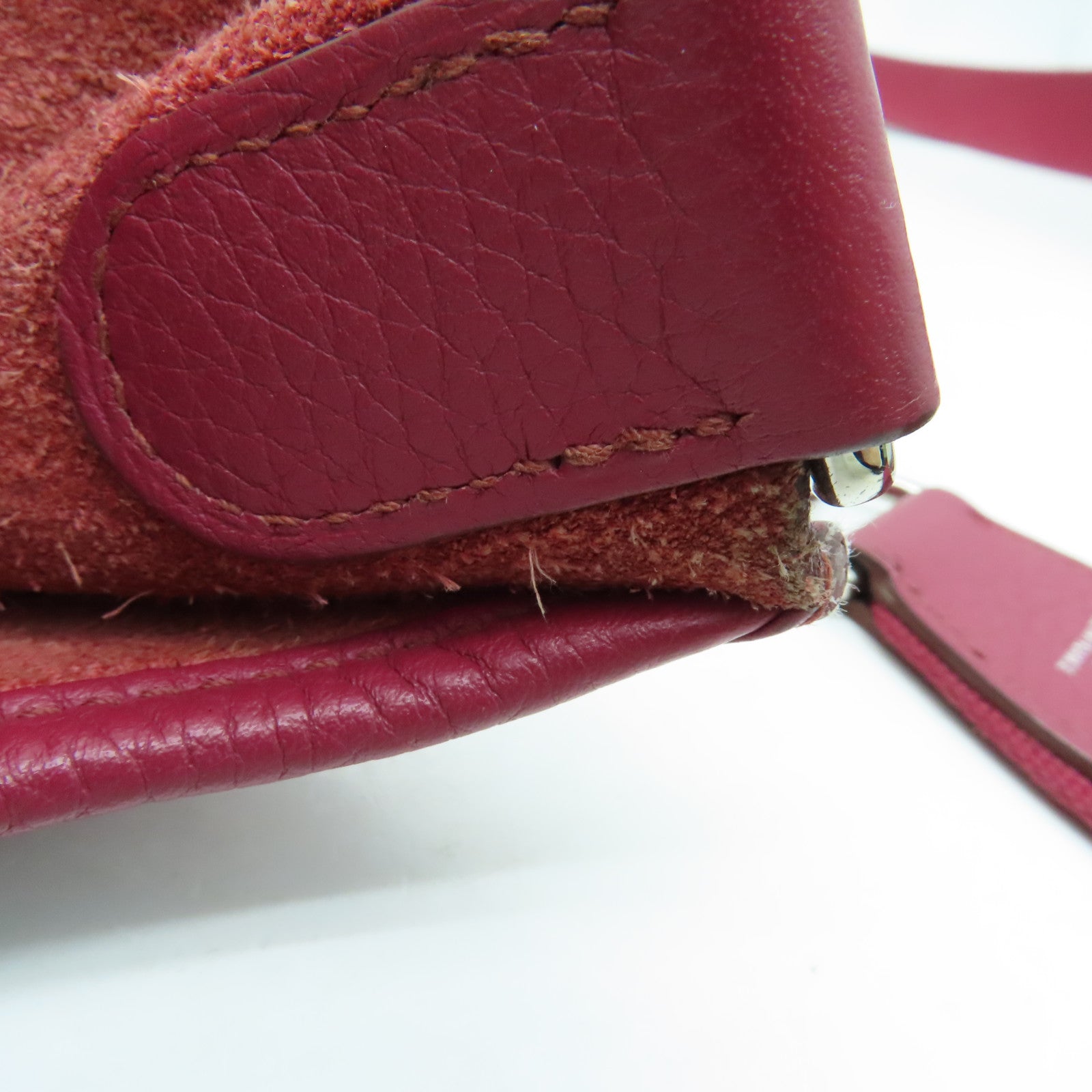 HERMES Clemence皮革Evelyne PM银扣肩背袋红色