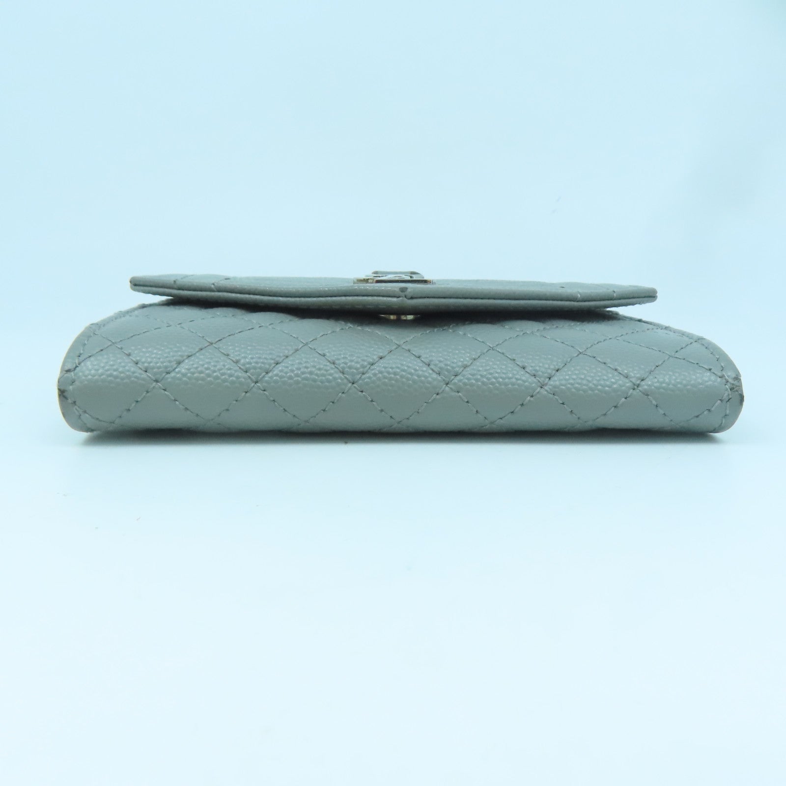 SAINT LAURENT 牛皮皮革Wallet銀扣錢包灰色
