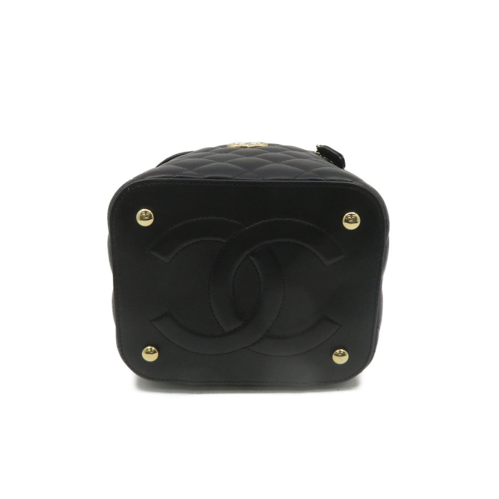 CHANEL 【激減優惠】菱格羊皮皮革金扣Small Vanity Case 2way Shoulder Bag鏈帶手挽肩背兩用袋黑色