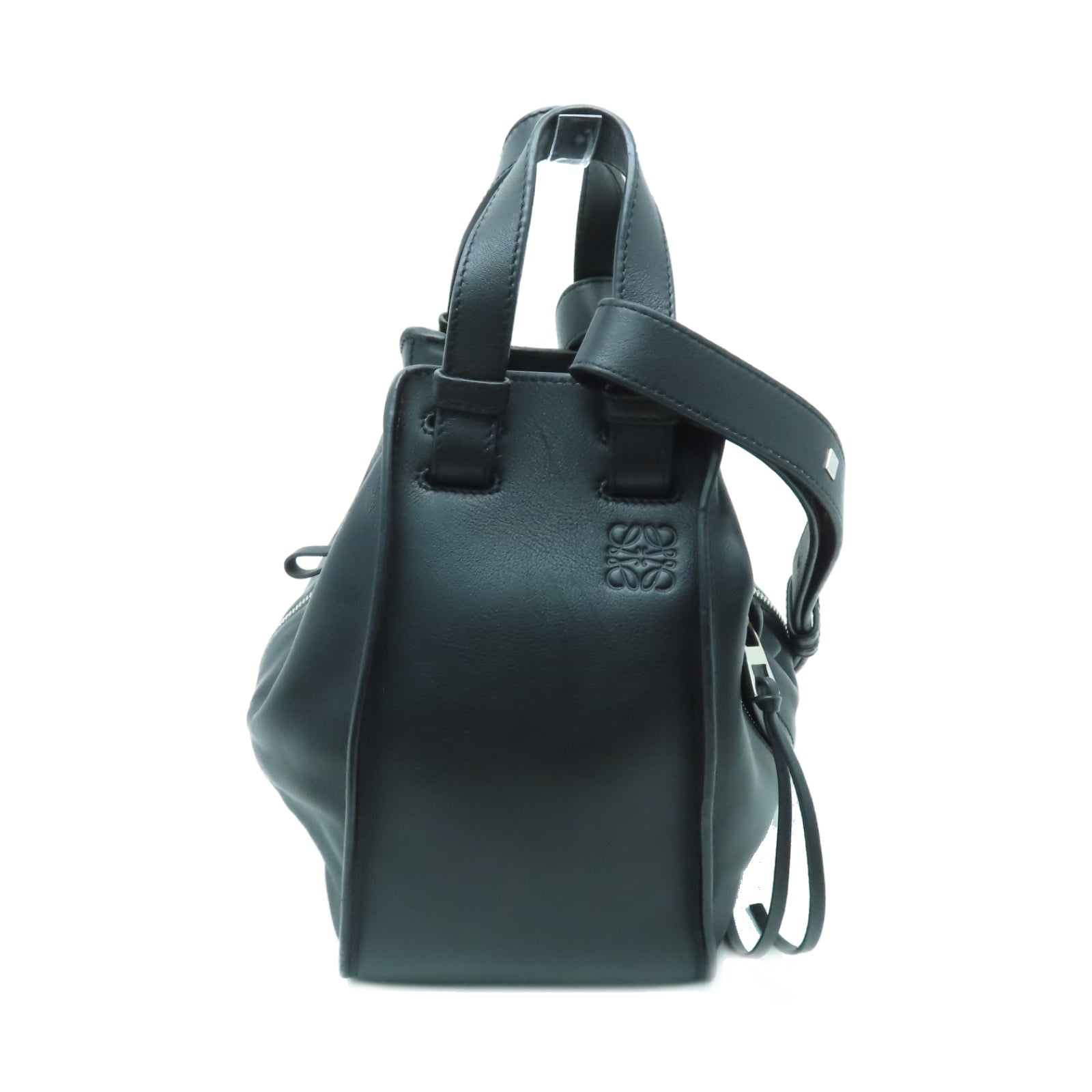 LOEWE 牛皮皮革Hammock Small銀扣肩背袋黑色