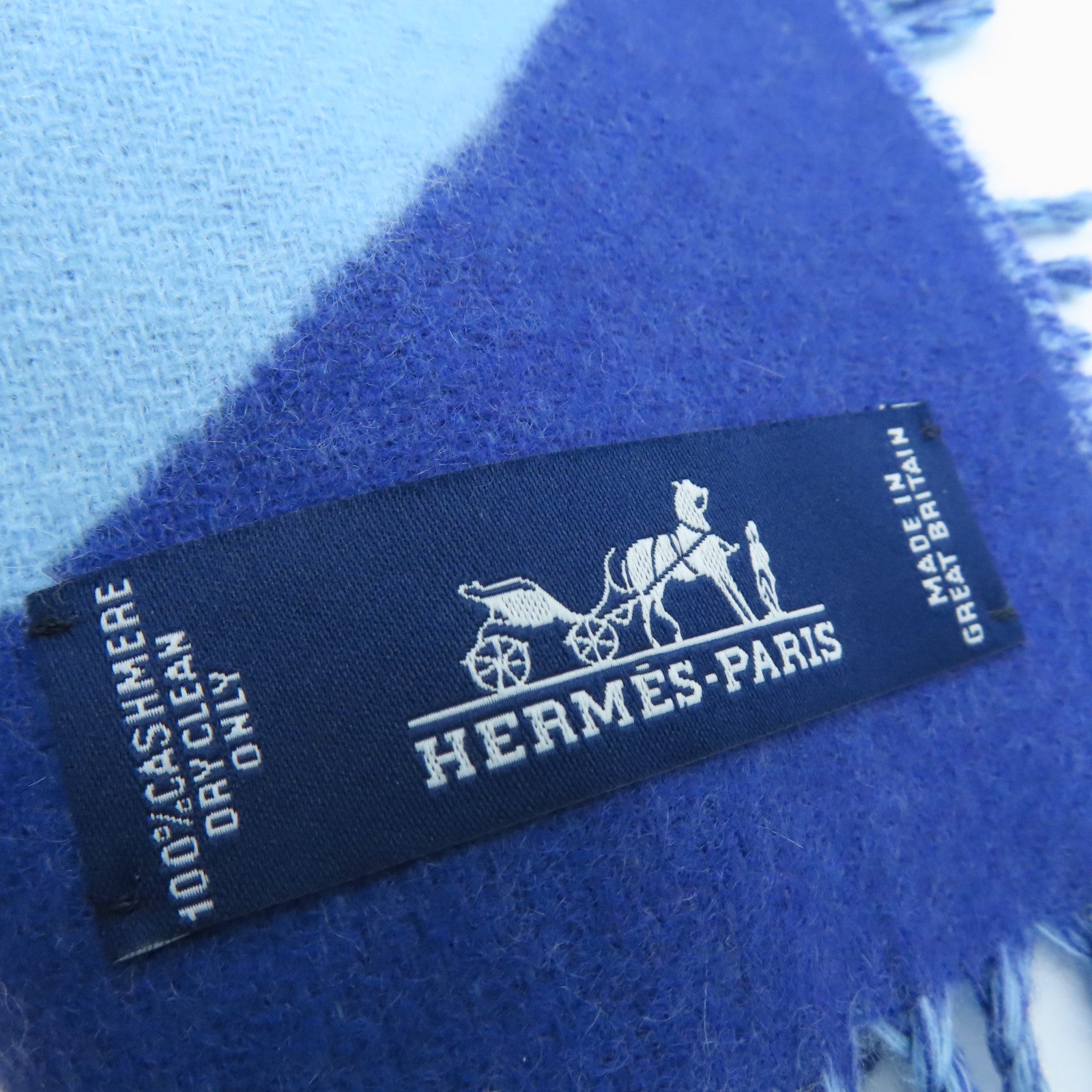 HERMES 羊绒Scarf颈巾蓝色