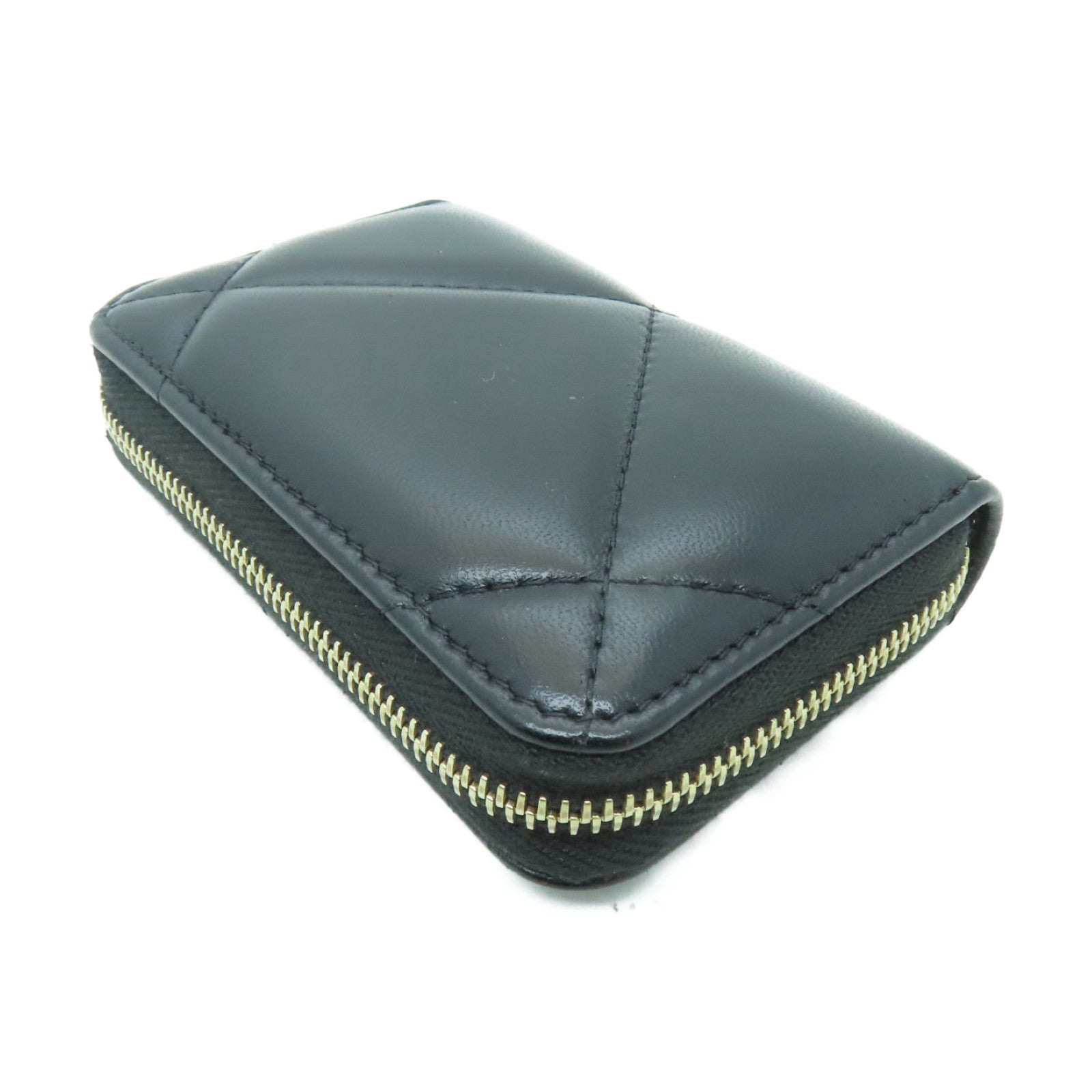 CHANEL 菱格羊皮皮革Coin Case金扣零錢包黑色