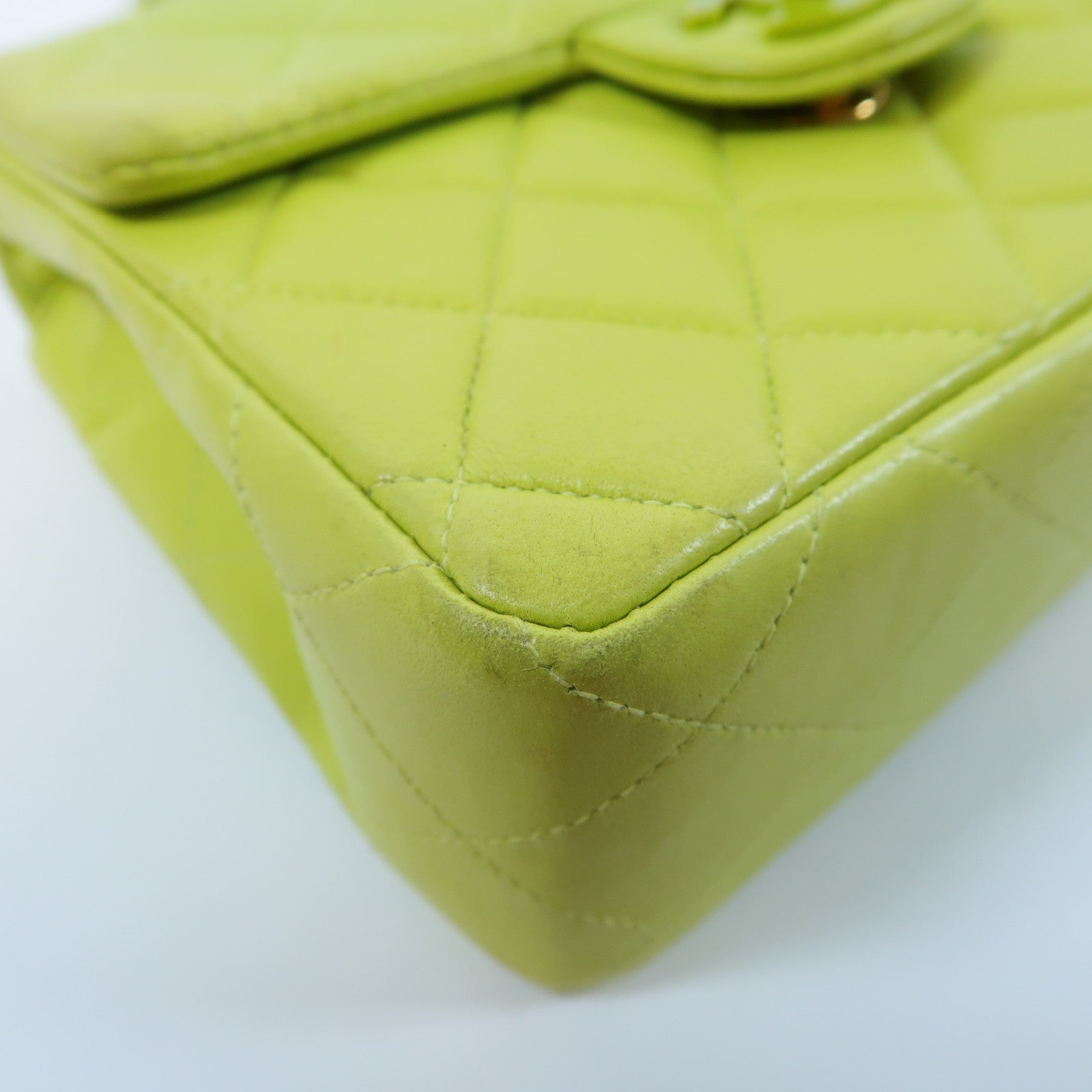 CHANEL 菱格羊皮皮革Vintage Chain Bag金扣鏈帶肩背袋綠色