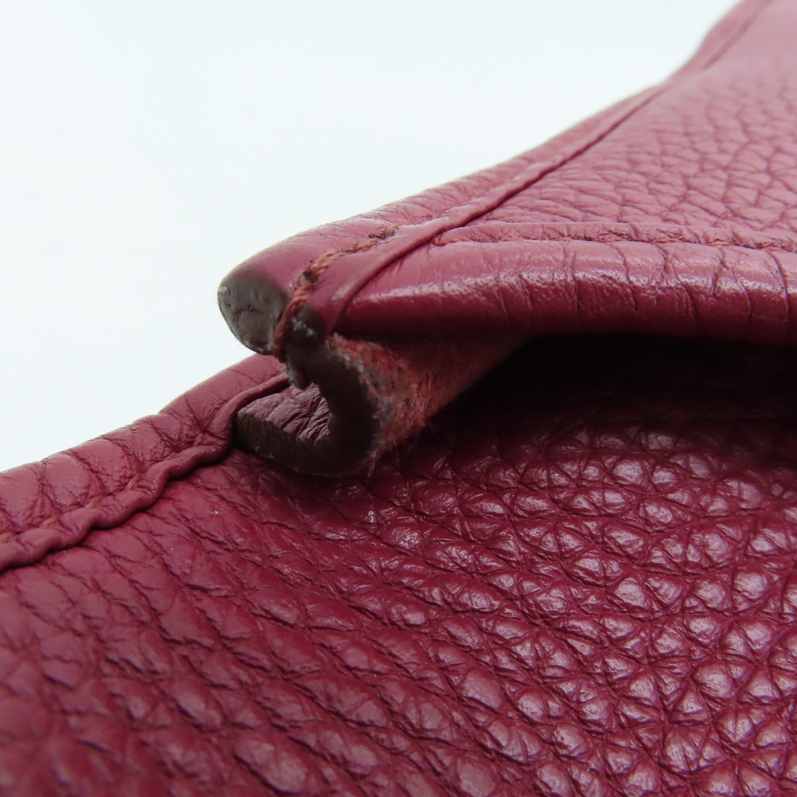 HERMES Clemence皮革Evelyne PM银扣肩背袋红色