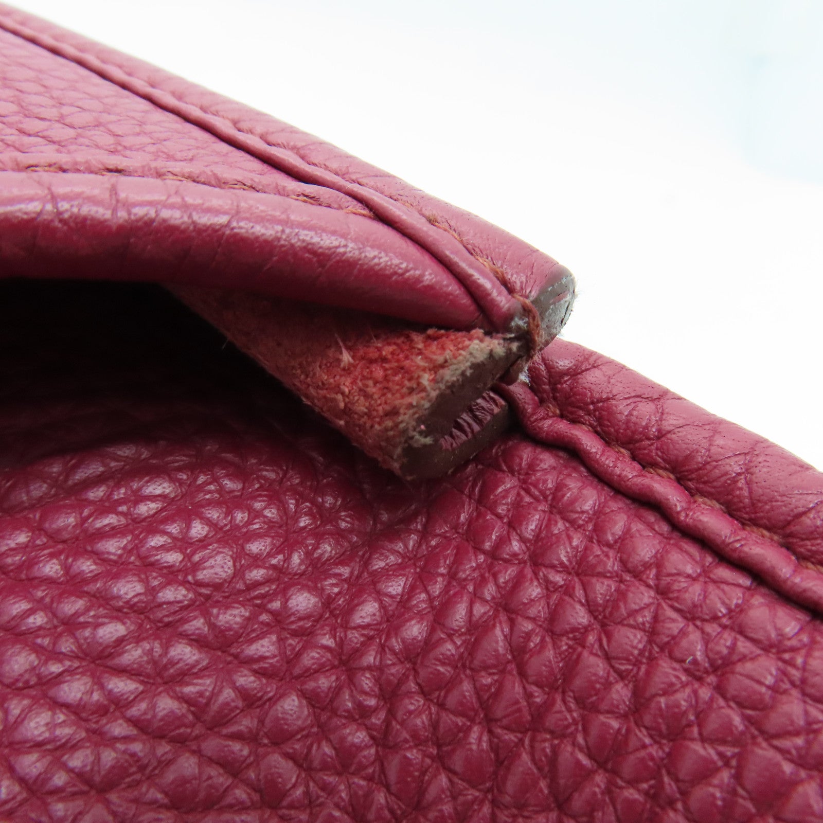 HERMES Clemence皮革Evelyne PM银扣肩背袋红色