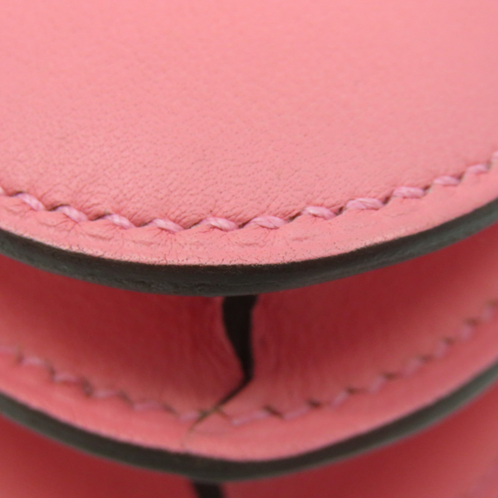 HERMES Swift皮革Constance Mini Shoulder Bag银扣肩背袋Rose Azalee粉红色