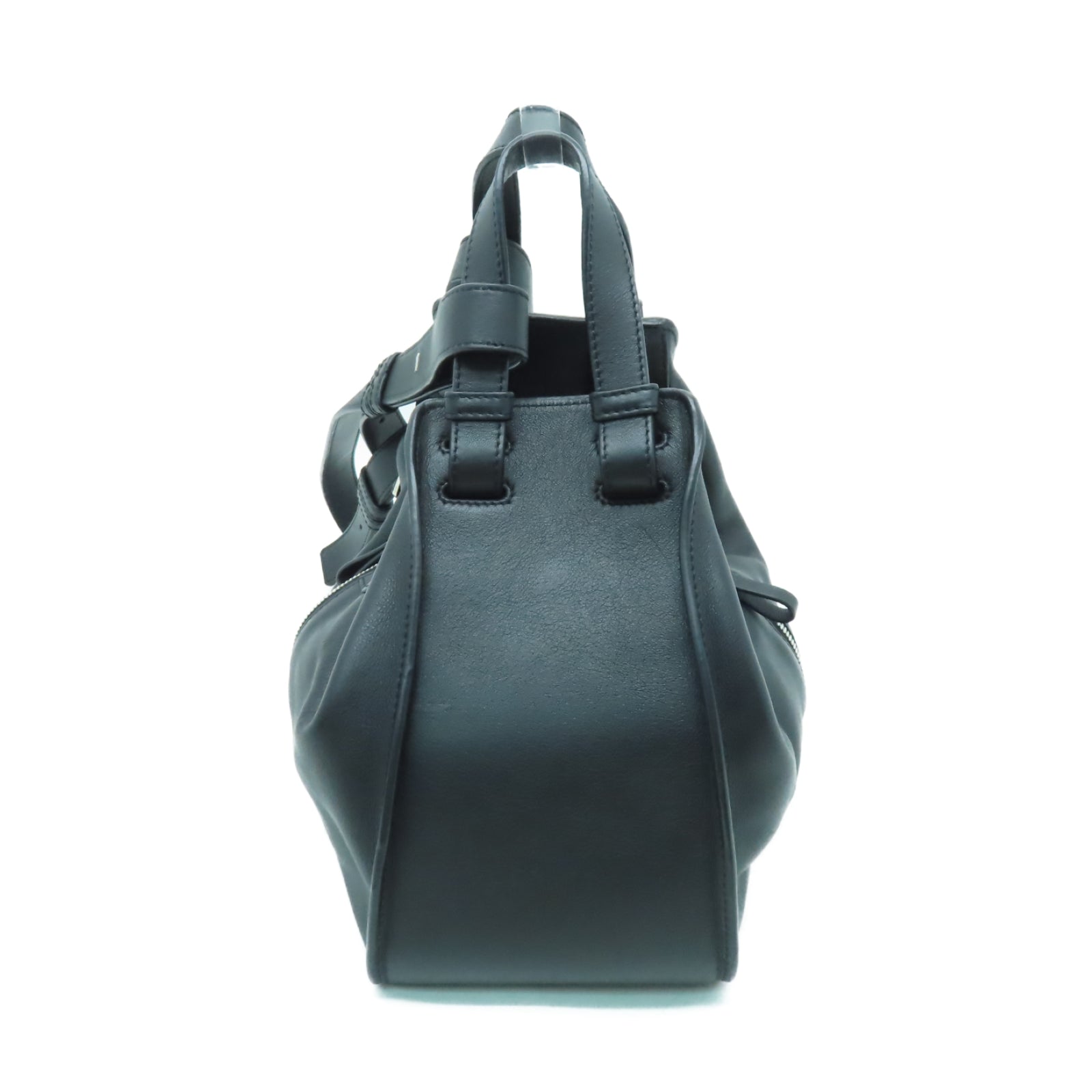 LOEWE 牛皮皮革Hammock Small銀扣肩背袋黑色