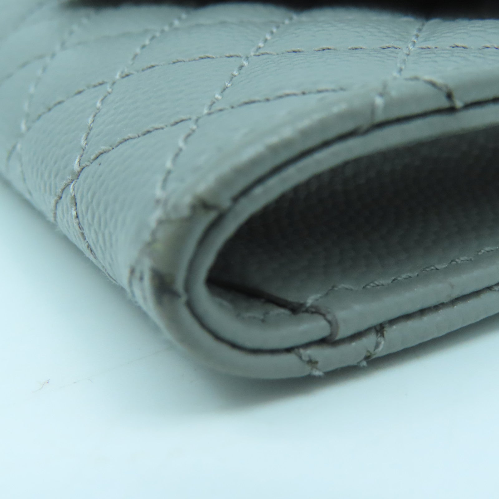 SAINT LAURENT 牛皮皮革Wallet銀扣錢包灰色