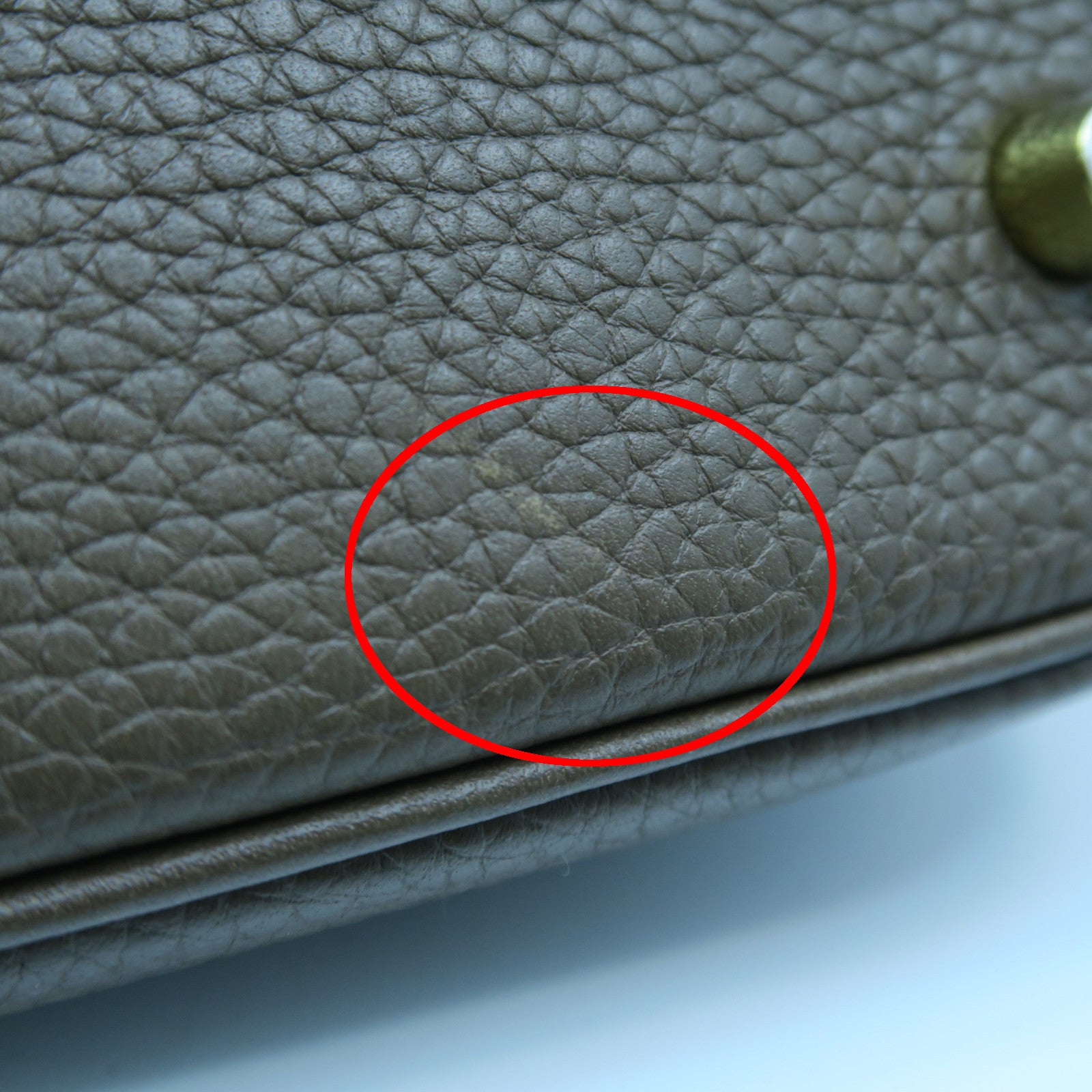 HERMES Clemence Leather Picotin MM Gold Buckle Handle Bag Elephant Gray