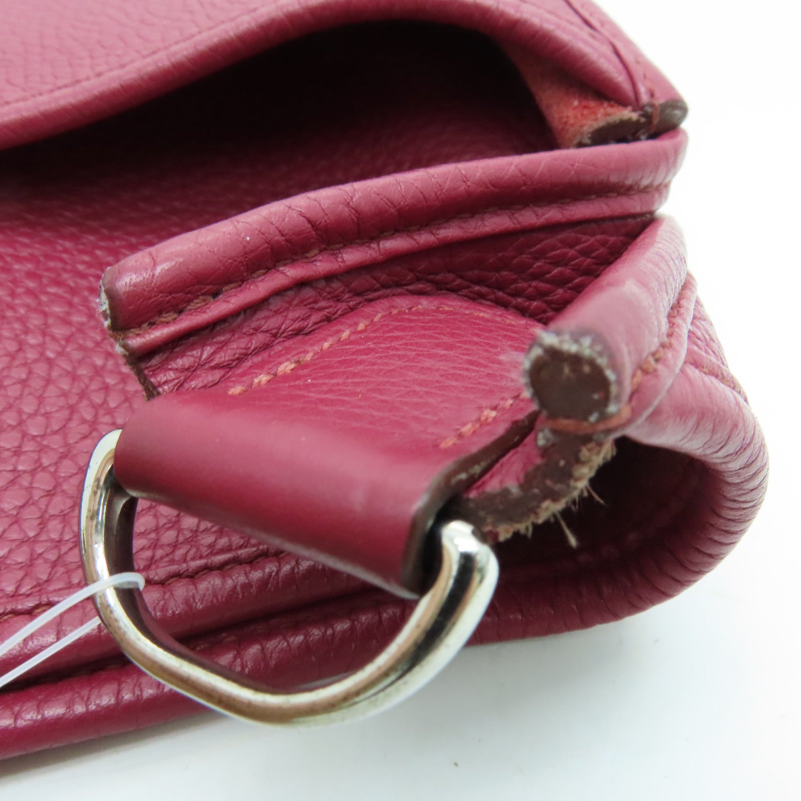 HERMES Clemence皮革Evelyne PM银扣肩背袋红色