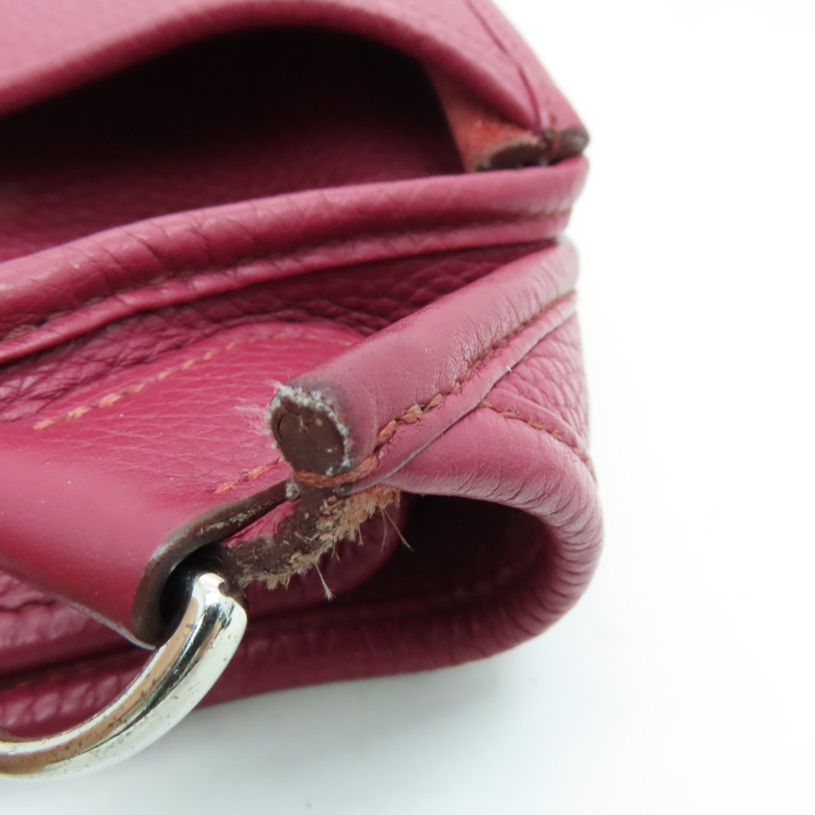 HERMES Clemence皮革Evelyne PM银扣肩背袋红色