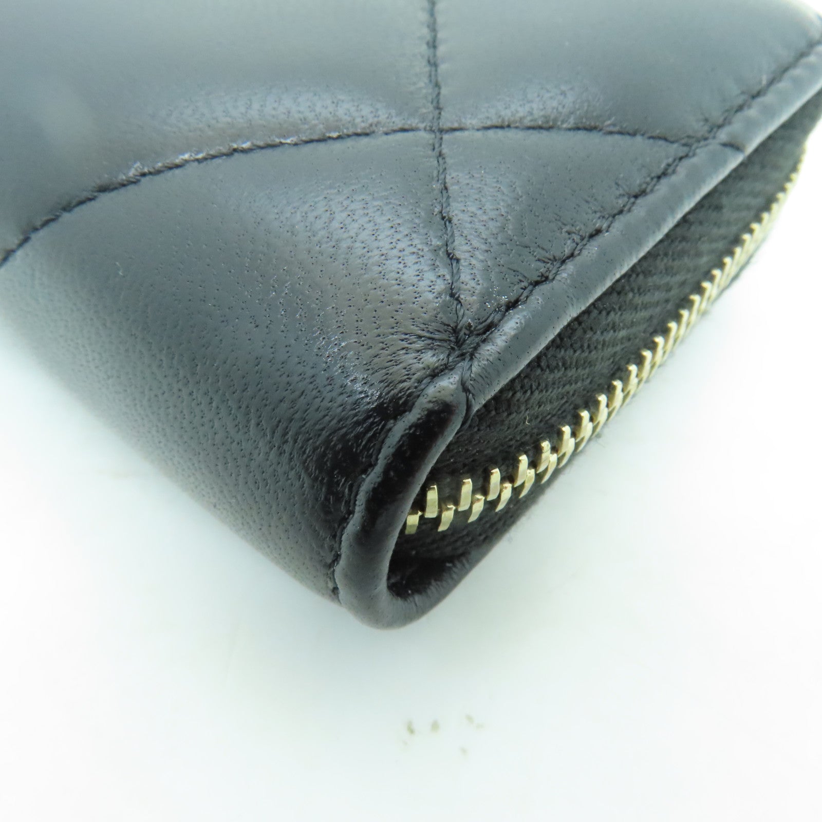 CHANEL 菱格羊皮皮革Coin Case金扣零錢包黑色