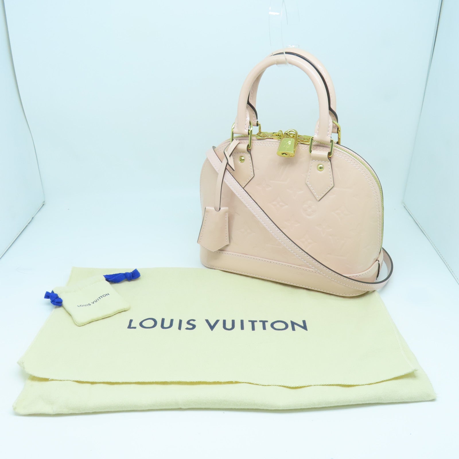 LOUIS VUITTON Monogram Vernis Alma BB金扣手挽肩背两用袋粉红色