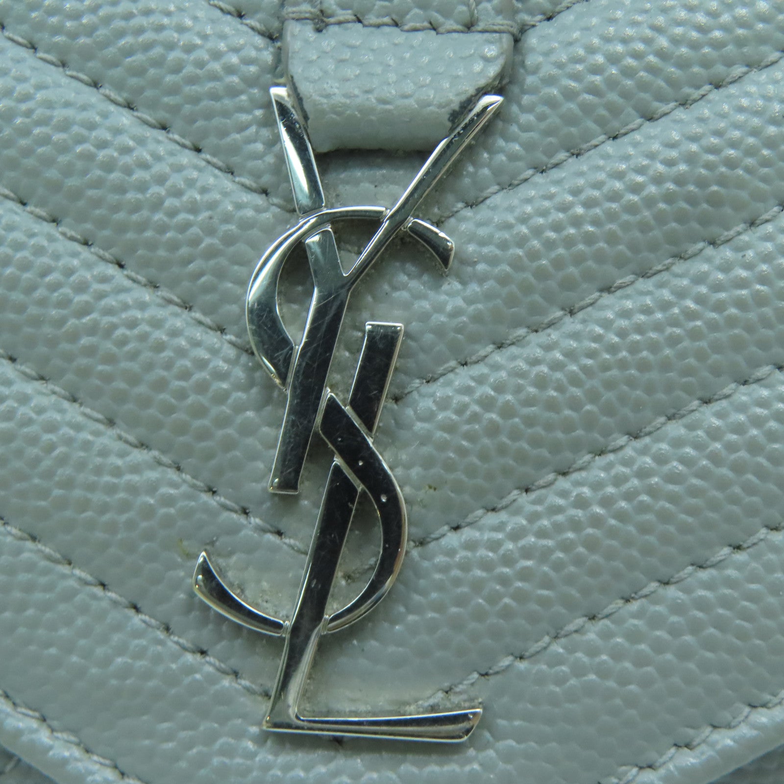 SAINT LAURENT 牛皮皮革Wallet銀扣錢包灰色