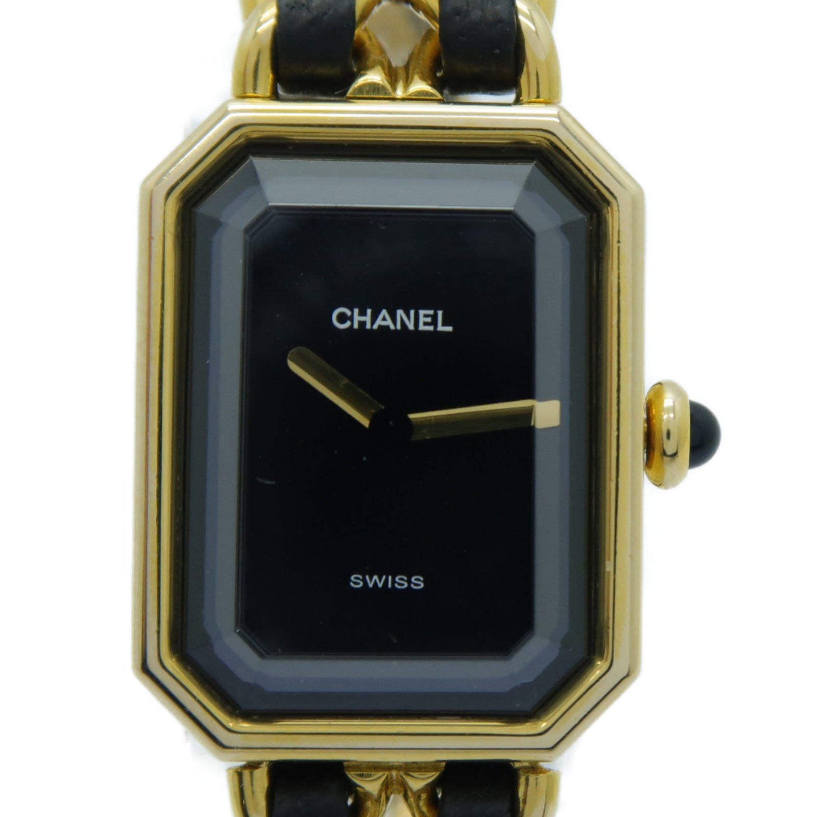 CHANEL Premiere M鍍金手錶石英機芯黑色/金色