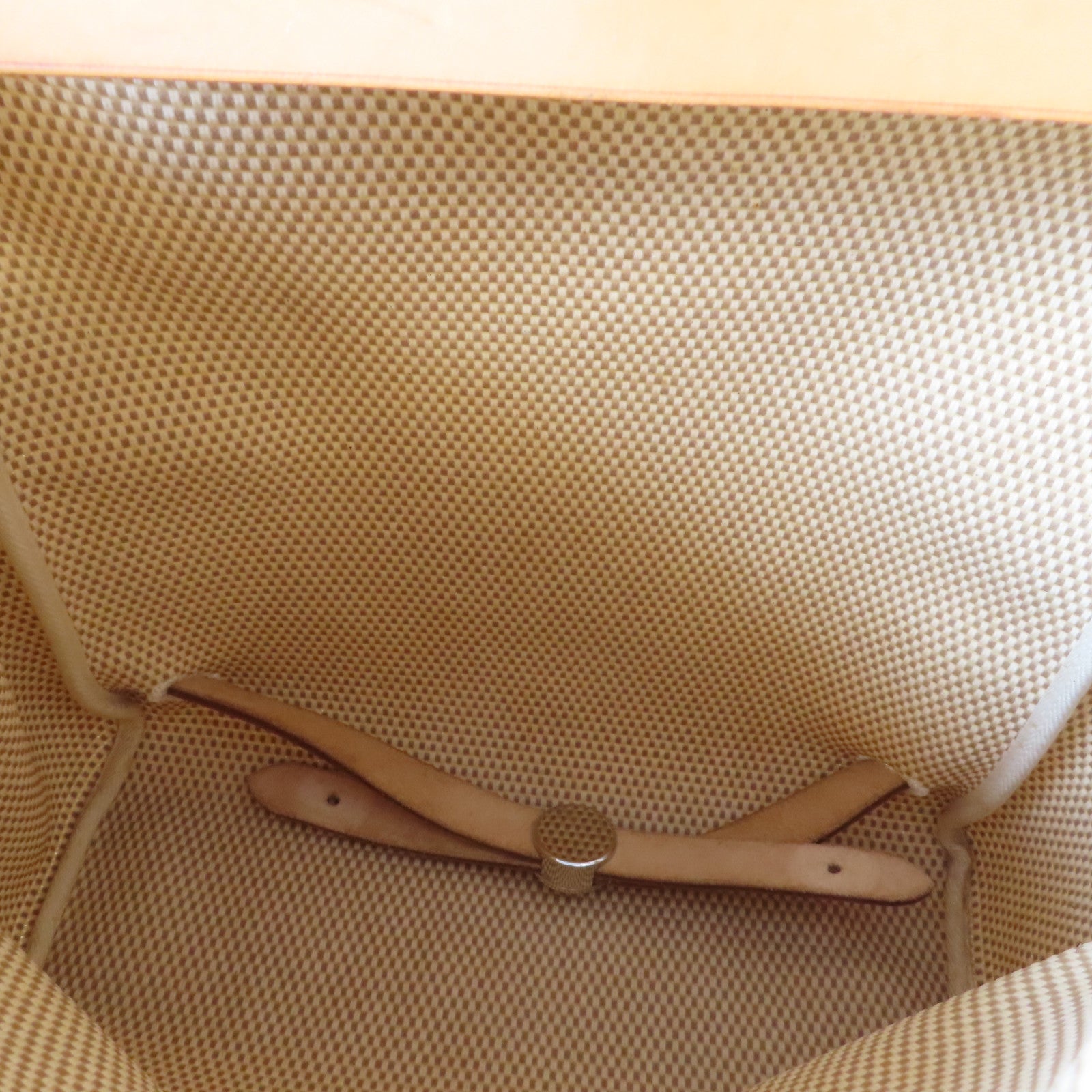 HERMES 帆布Herbag Backpack銀扣背包米色/啡色