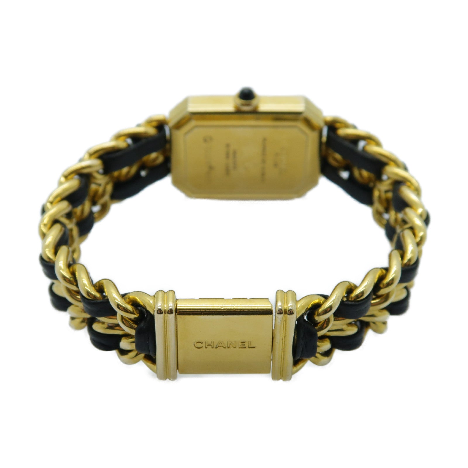 CHANEL Premiere M鍍金手錶石英機芯黑色/金色