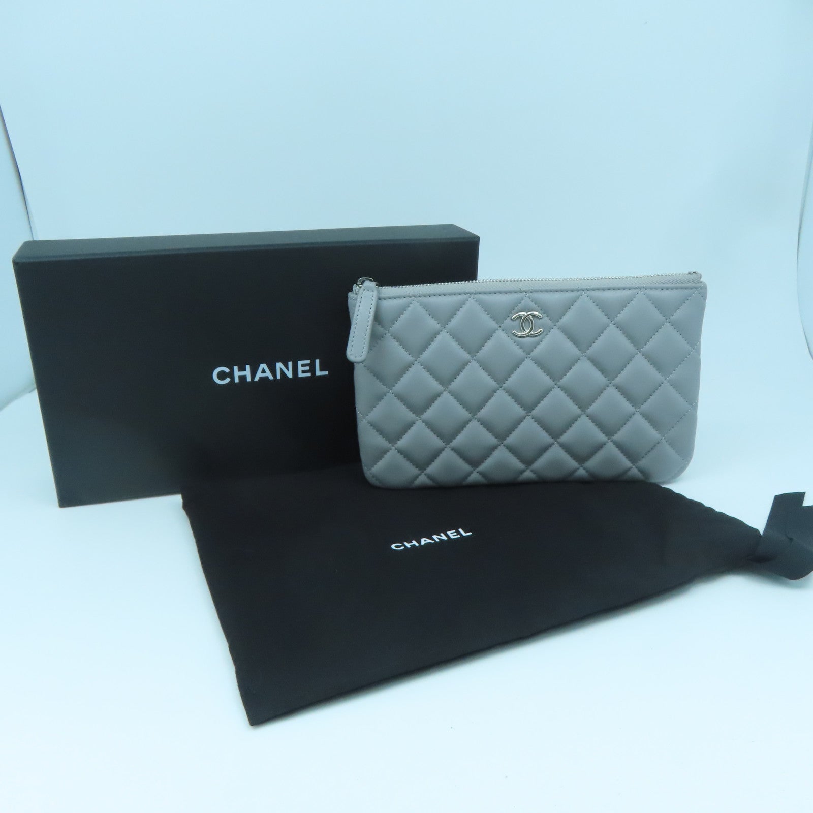 SAINT LAURENT 牛皮皮革Wallet銀扣錢包灰色
