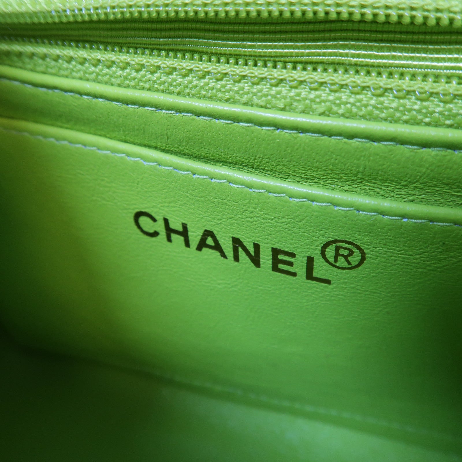 CHANEL 菱格羊皮皮革Vintage Chain Bag金扣鏈帶肩背袋綠色