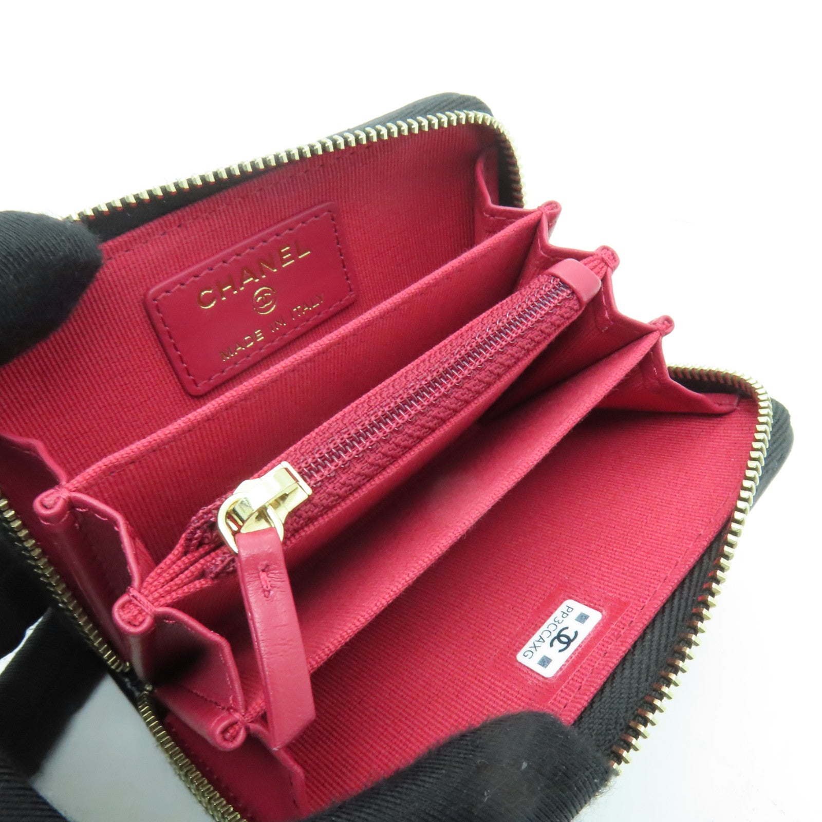 CHANEL 菱格羊皮皮革Coin Case金扣零錢包黑色