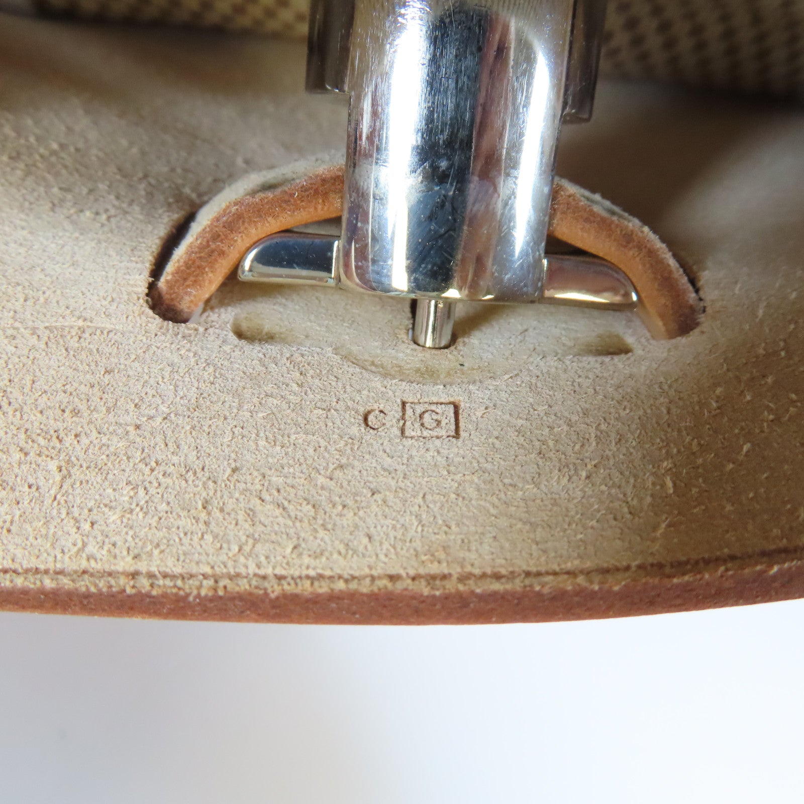 HERMES 帆布Herbag Backpack銀扣背包米色/啡色