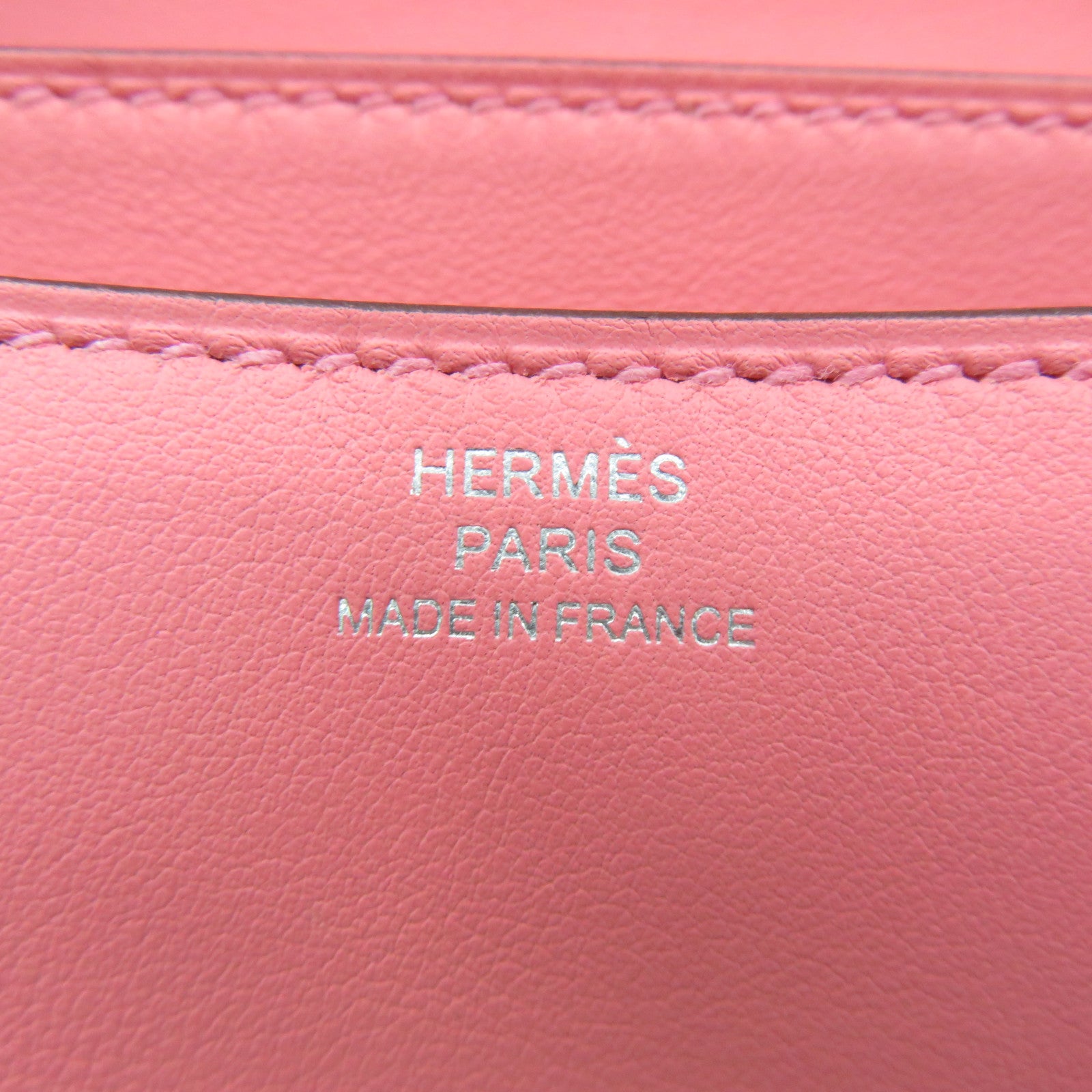 HERMES Swift皮革Constance Mini Shoulder Bag银扣肩背袋Rose Azalee粉红色