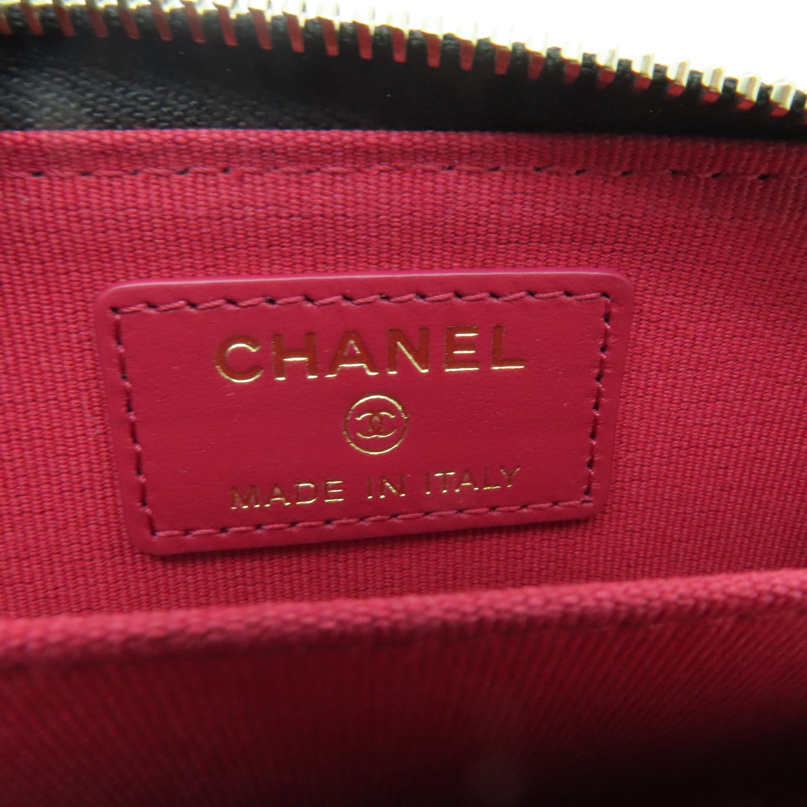 CHANEL 菱格羊皮皮革Coin Case金扣零錢包黑色