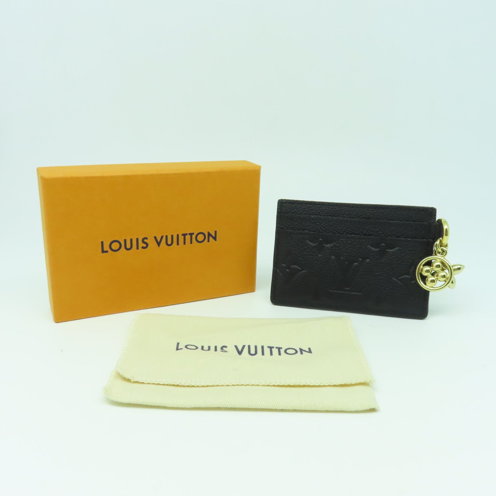 LOUIS VUITTON Monogram Empreinte Charm Card Holder金扣卡片套黑色