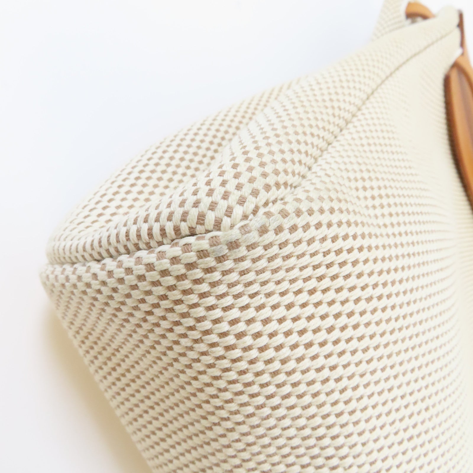 HERMES 帆布Herbag Backpack銀扣背包米色/啡色