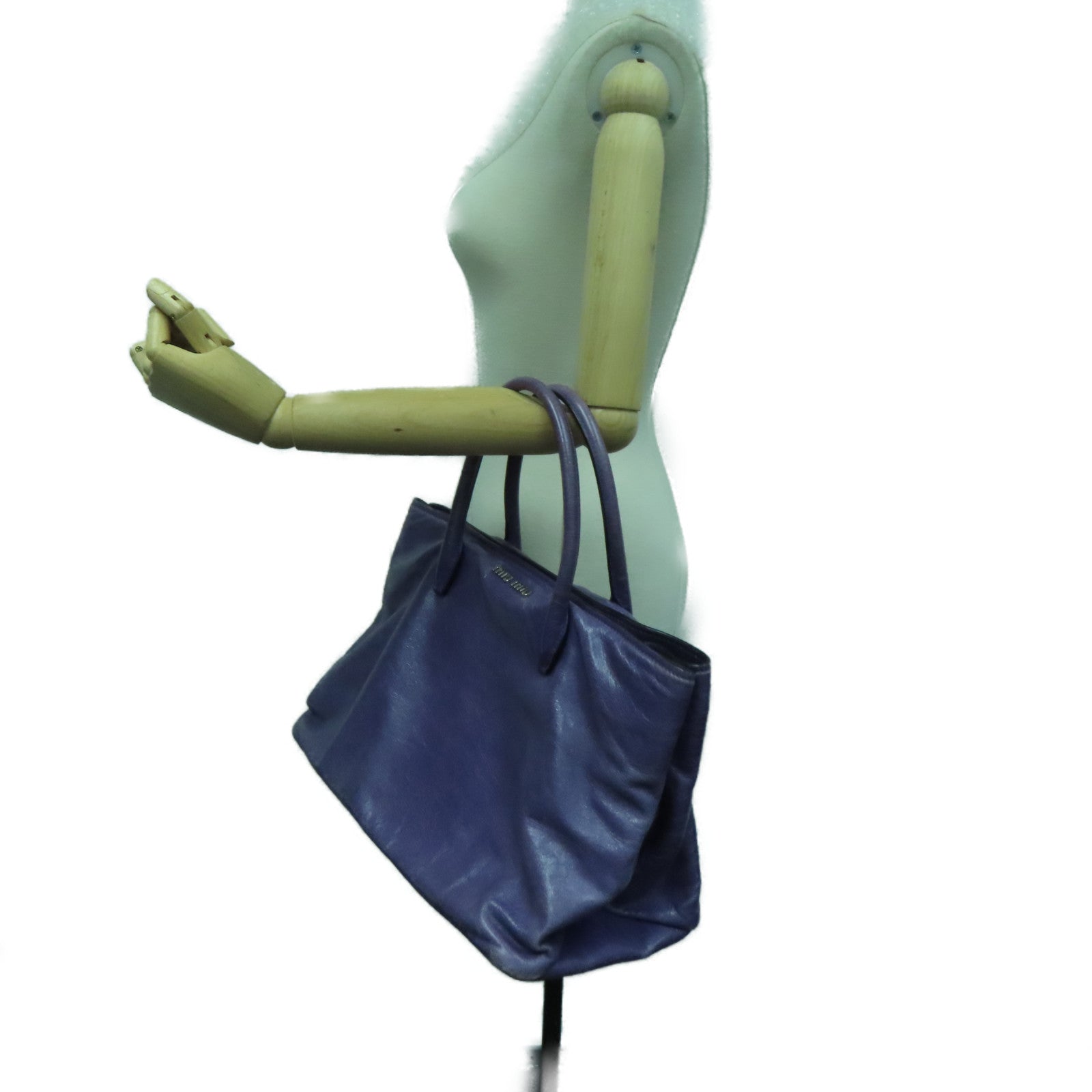 Miu Miu 【激減優惠】牛皮皮革Handbag銀扣手挽袋紫色