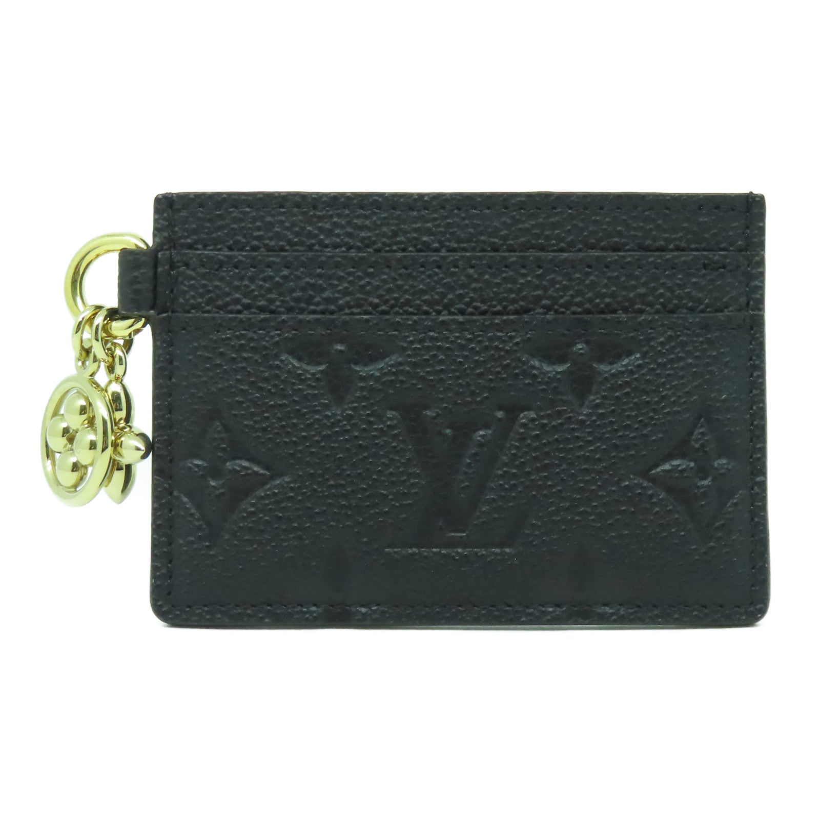 LOUIS VUITTON Monogram Empreinte Charm Card Holder金扣卡片套黑色