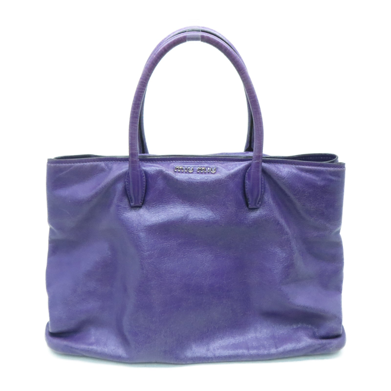 Miu Miu 【激減優惠】牛皮皮革Handbag銀扣手挽袋紫色