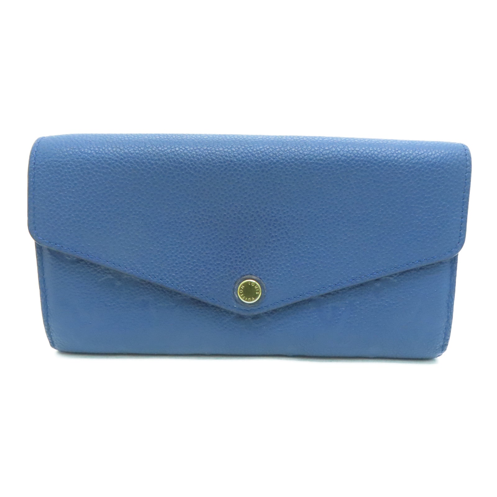 LOUIS VUITTON Monogram Empreinte Sarah金扣钱包深蓝色
